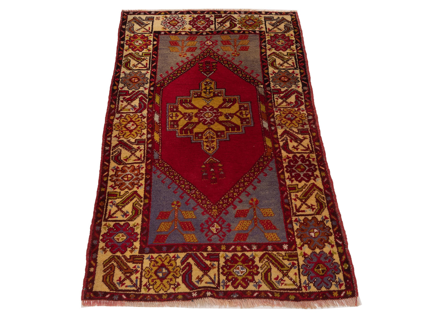 Old Anatolian 148502 Red Ivory 3.4x5.2 Hand Knotted Rug