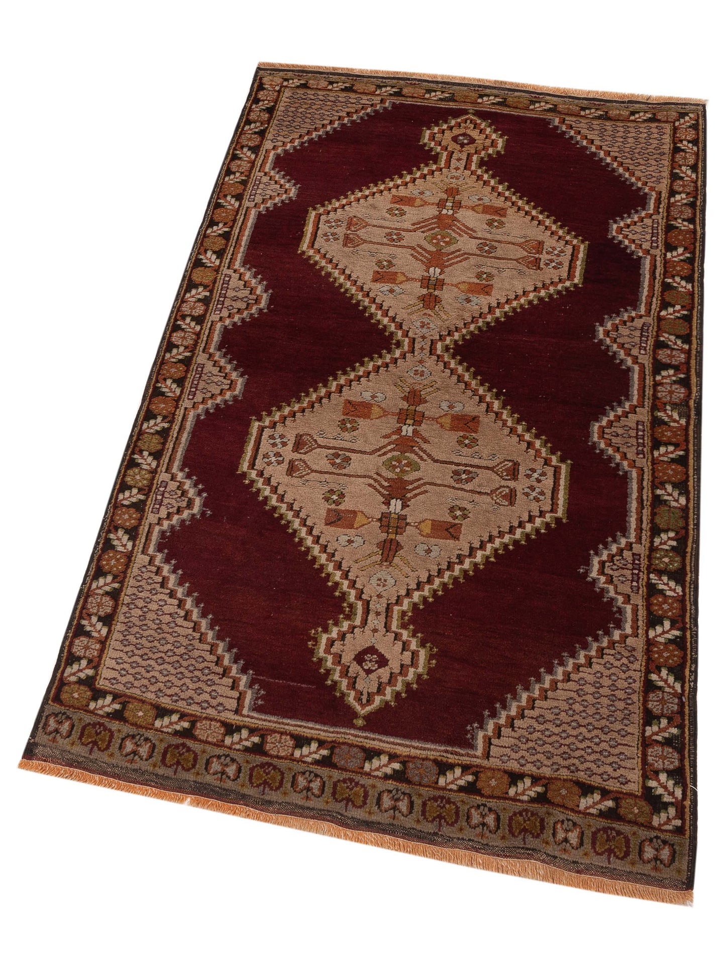 Old Anatolian 148508 Burgundy Dark Brown 3.10x6.6 Hand Knotted Rug