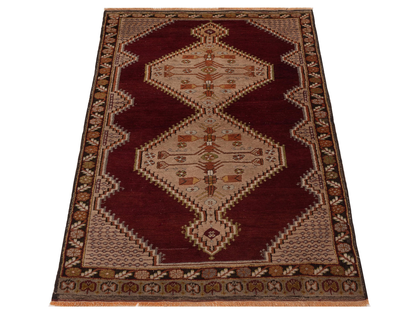 Old Anatolian 148508 Burgundy Dark Brown 3.10x6.6 Hand Knotted Rug
