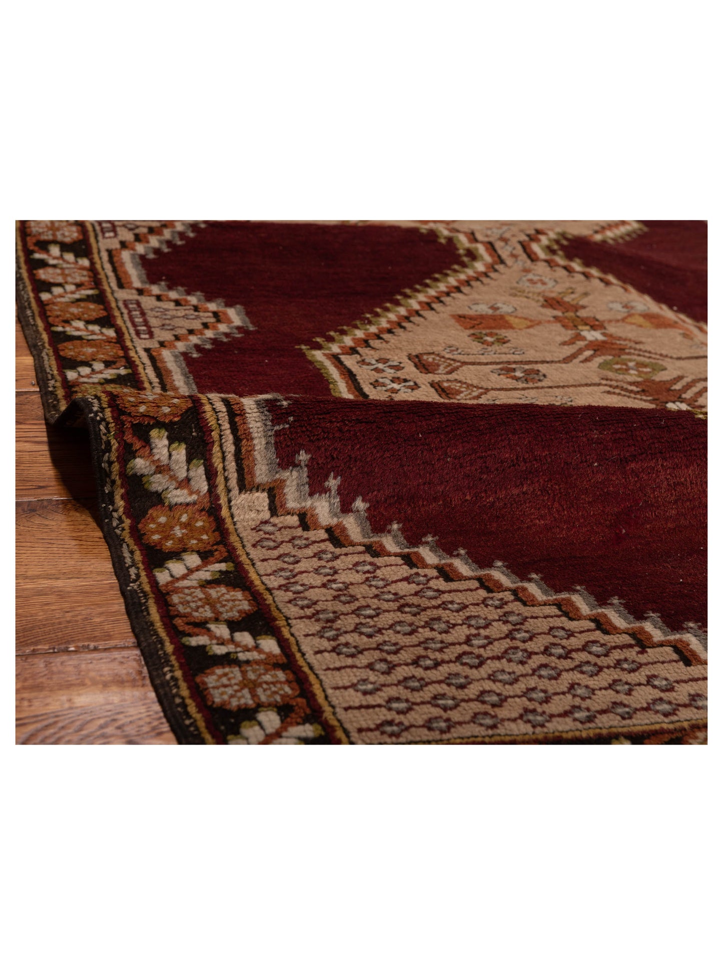 Old Anatolian 148508 Burgundy Dark Brown 3.10x6.6 Hand Knotted Rug