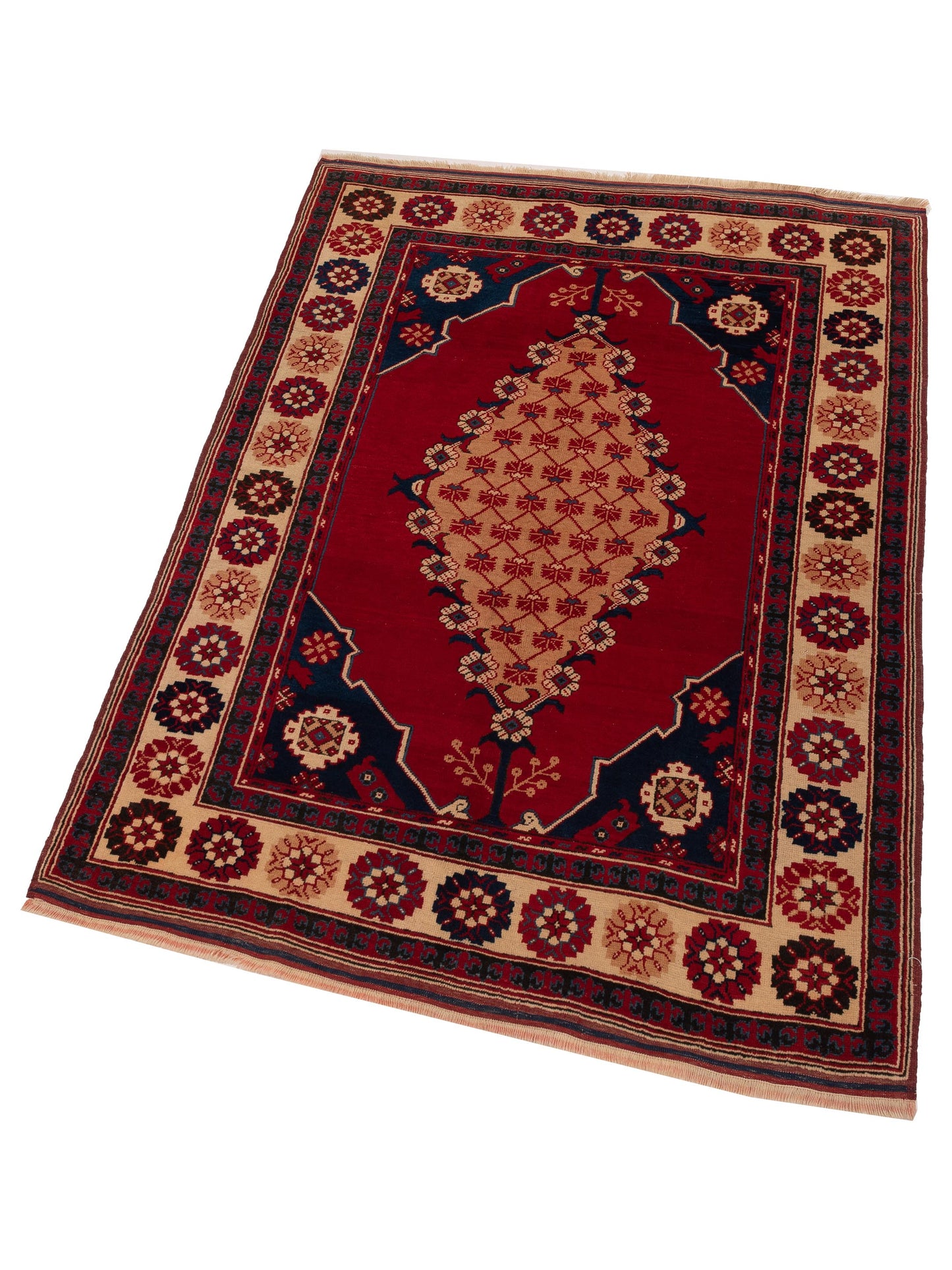 Old Anatolian 148525 Red Ivory 4.6x6 Hand Knotted Rug
