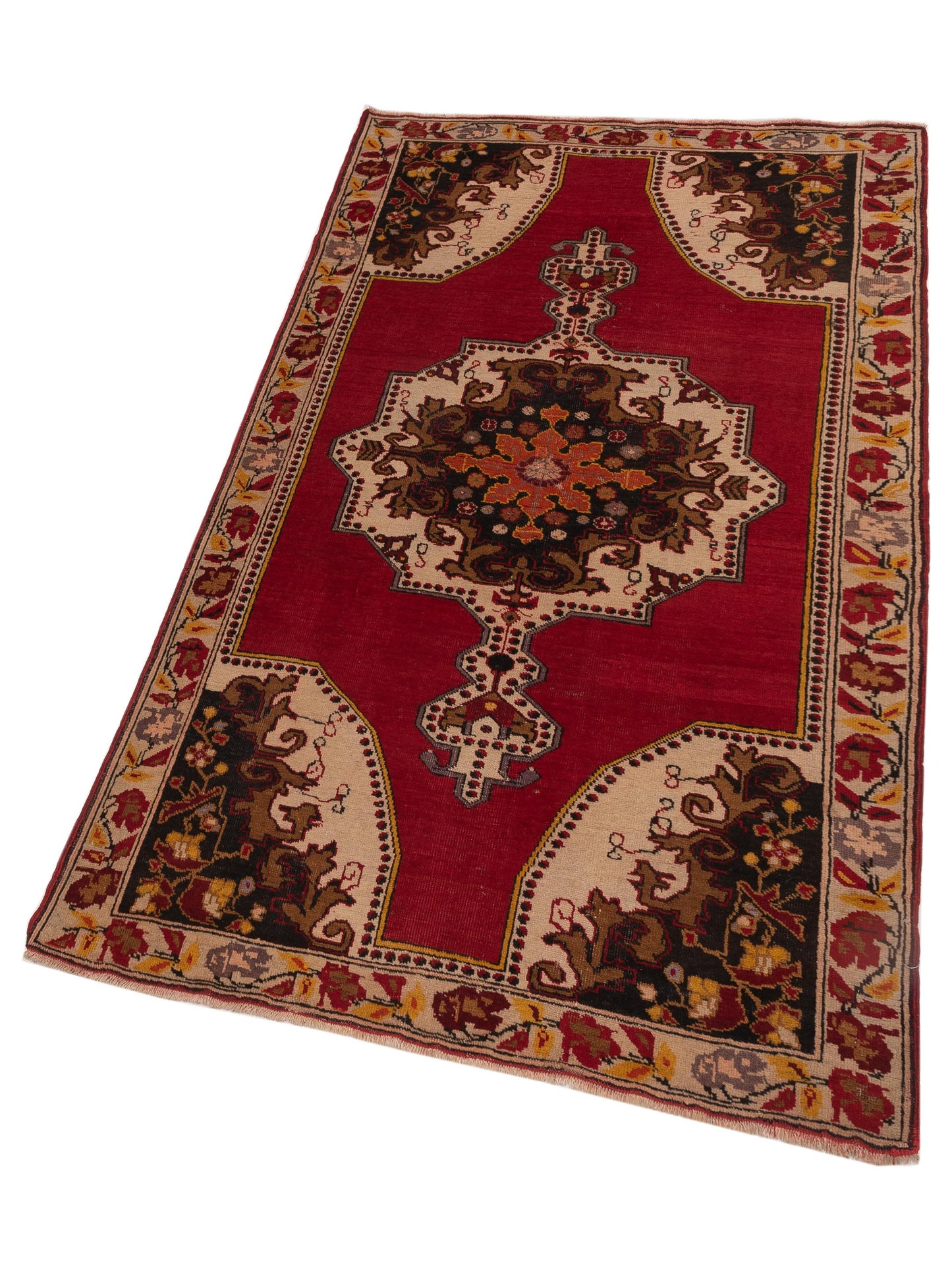 Old Anatolian 148526 Red Ivory 4.3x7.4 Hand Knotted Rug