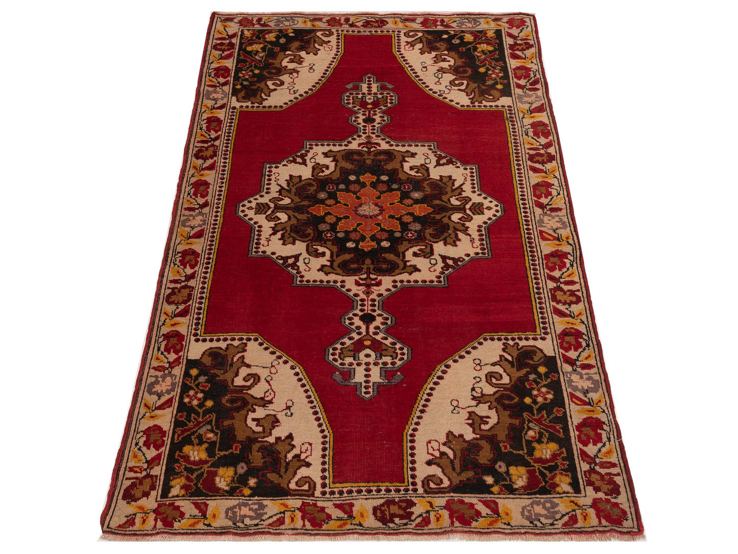 Old Anatolian 148526 Red Ivory 4.3x7.4 Hand Knotted Rug