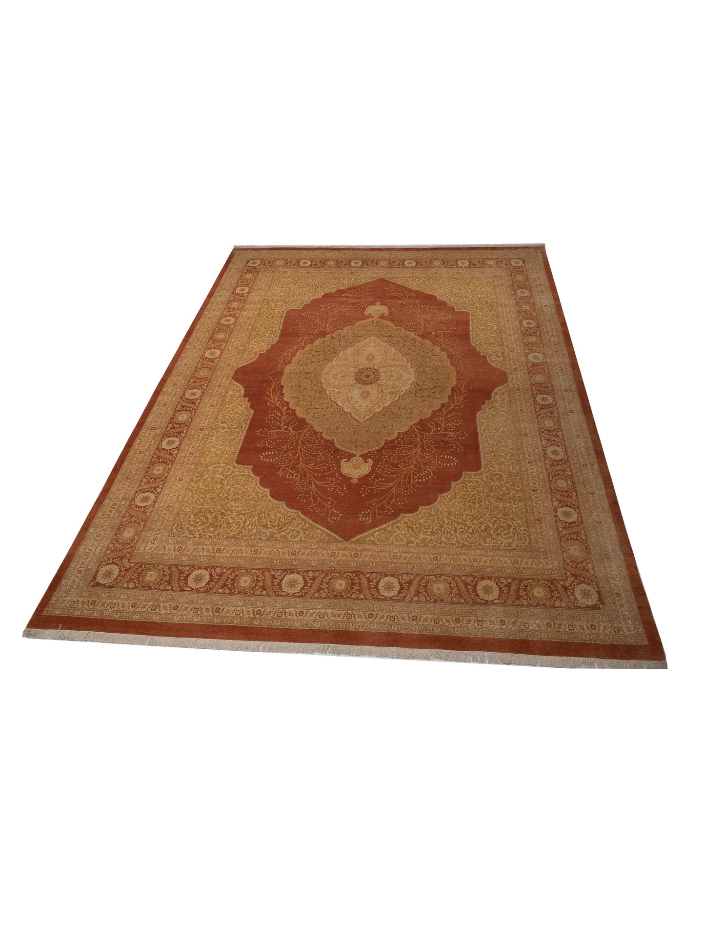 Haji Jalili 148542 Rust Gold 12.2x15.3 Hand Knotted Rug