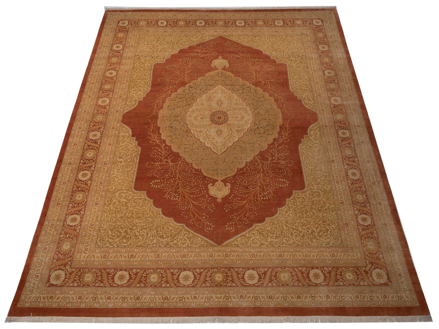 Haji Jalili 148542 Rust Gold 12.2x15.3 Hand Knotted Rug