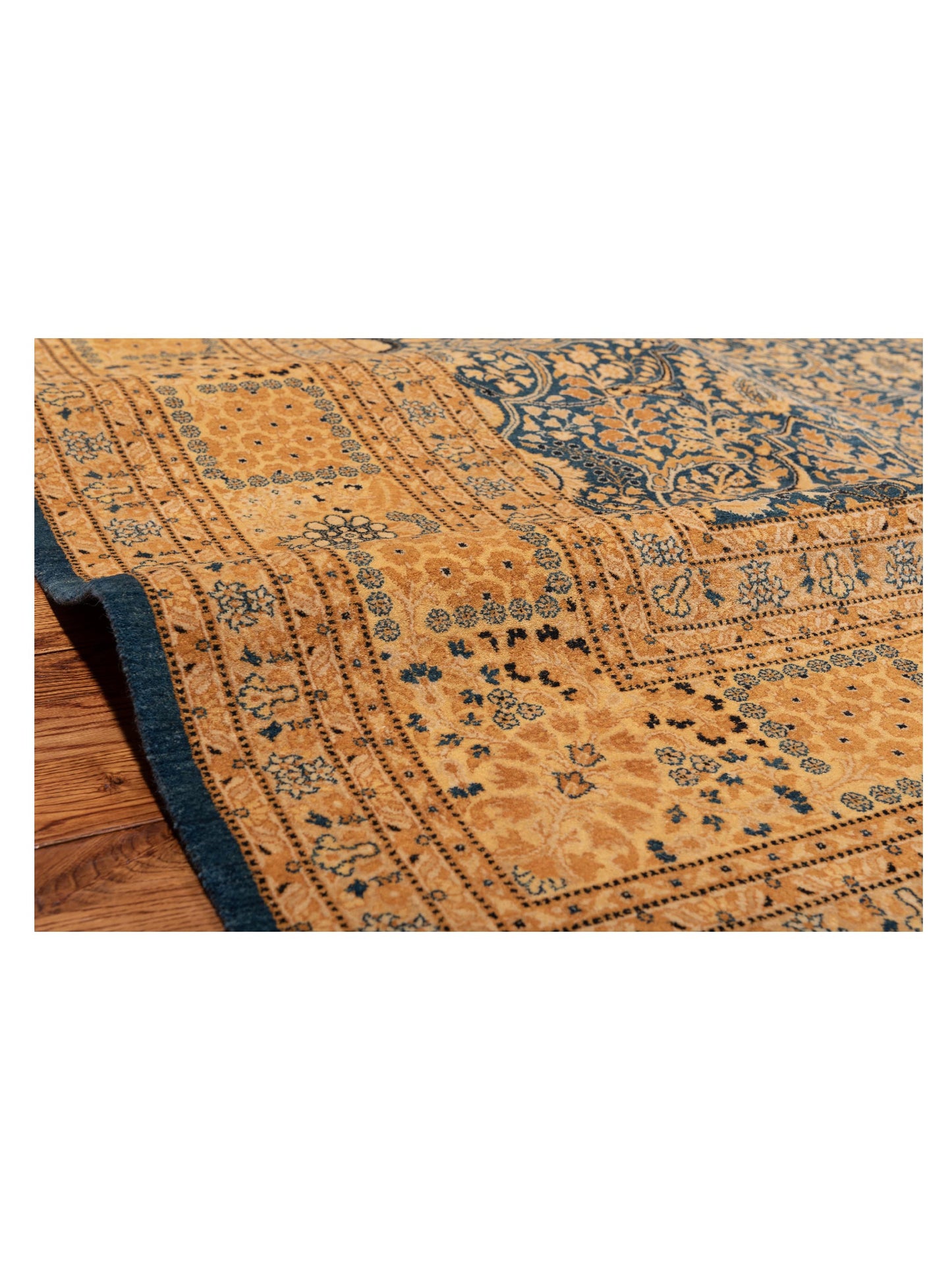 Haji Jalili 148550 Blue Gold 9.1x11.11 Hand Knotted Rug