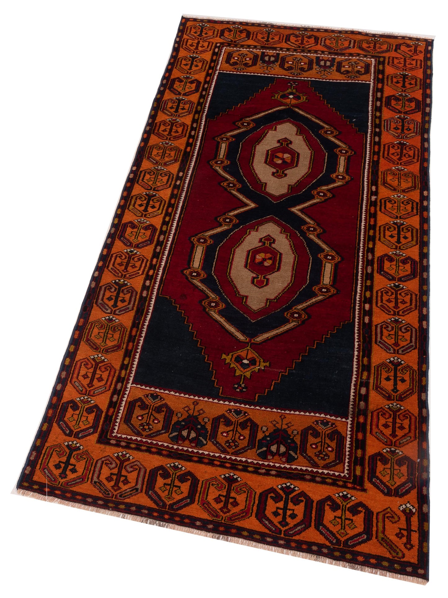 Old Anatolian 148602 Red Orange 3.10x7.8 Hand Knotted Rug