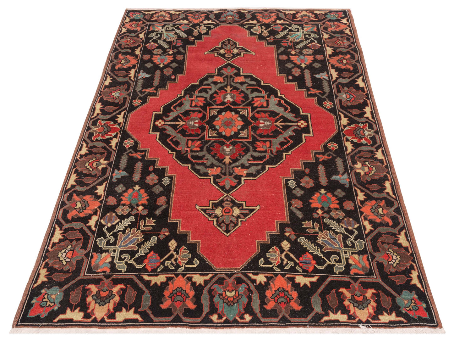 Old Anatolian 148658 Rust Black 5.1x8.3 Hand Knotted Rug