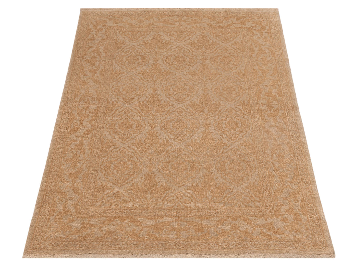 Defne Tulip Ivory Gold 4.2x5.10 Hand Knotted Rug