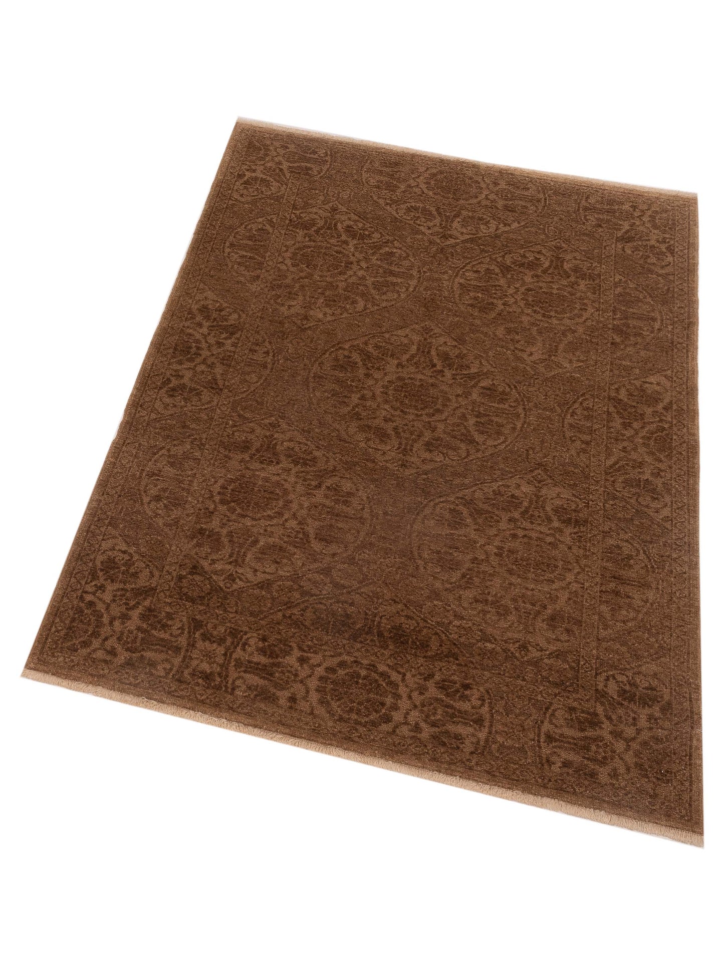 Defne Lotus Light Brown Brown 4.4x5.10 Hand Knotted Rug