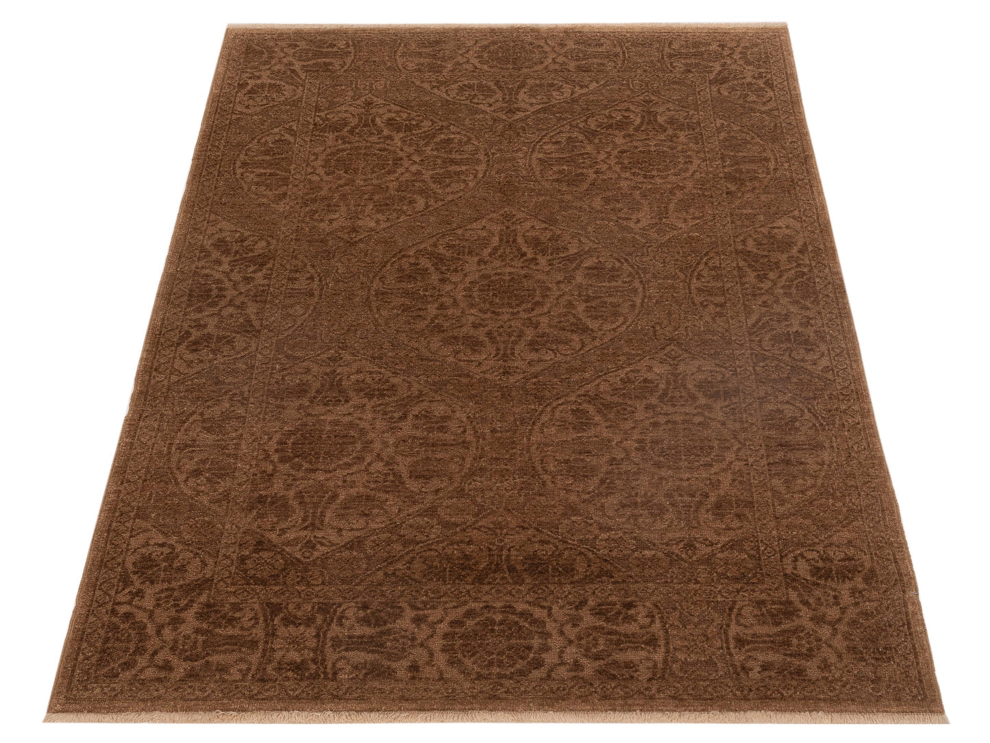 Defne Lotus Light Brown Brown 4.4x5.10 Hand Knotted Rug