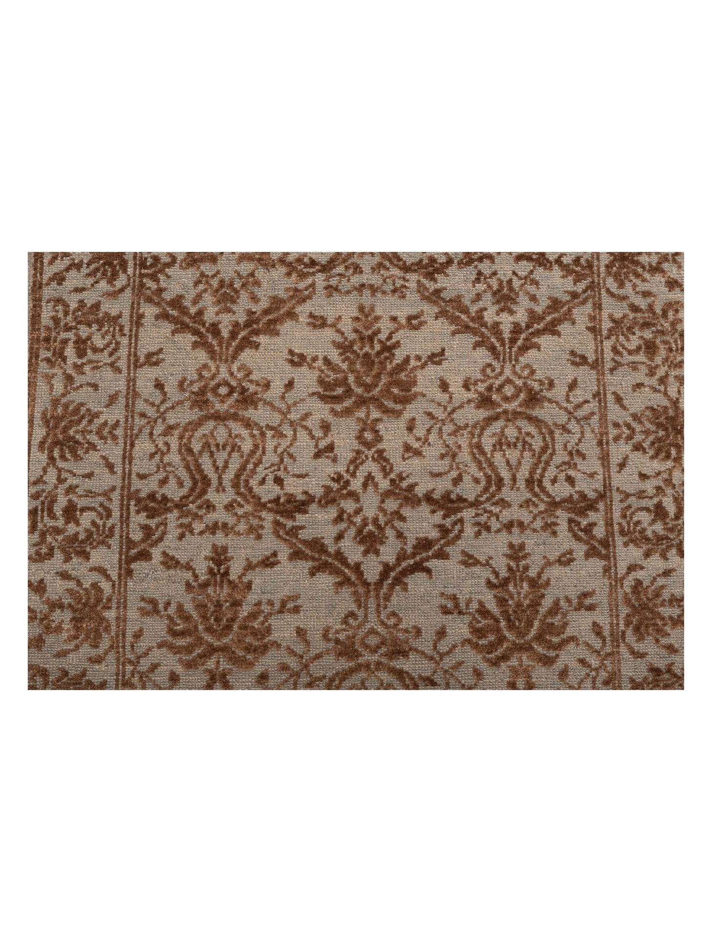 Defne Begonia Ice Blue Brown 2.8x5 Hand Knotted Rug