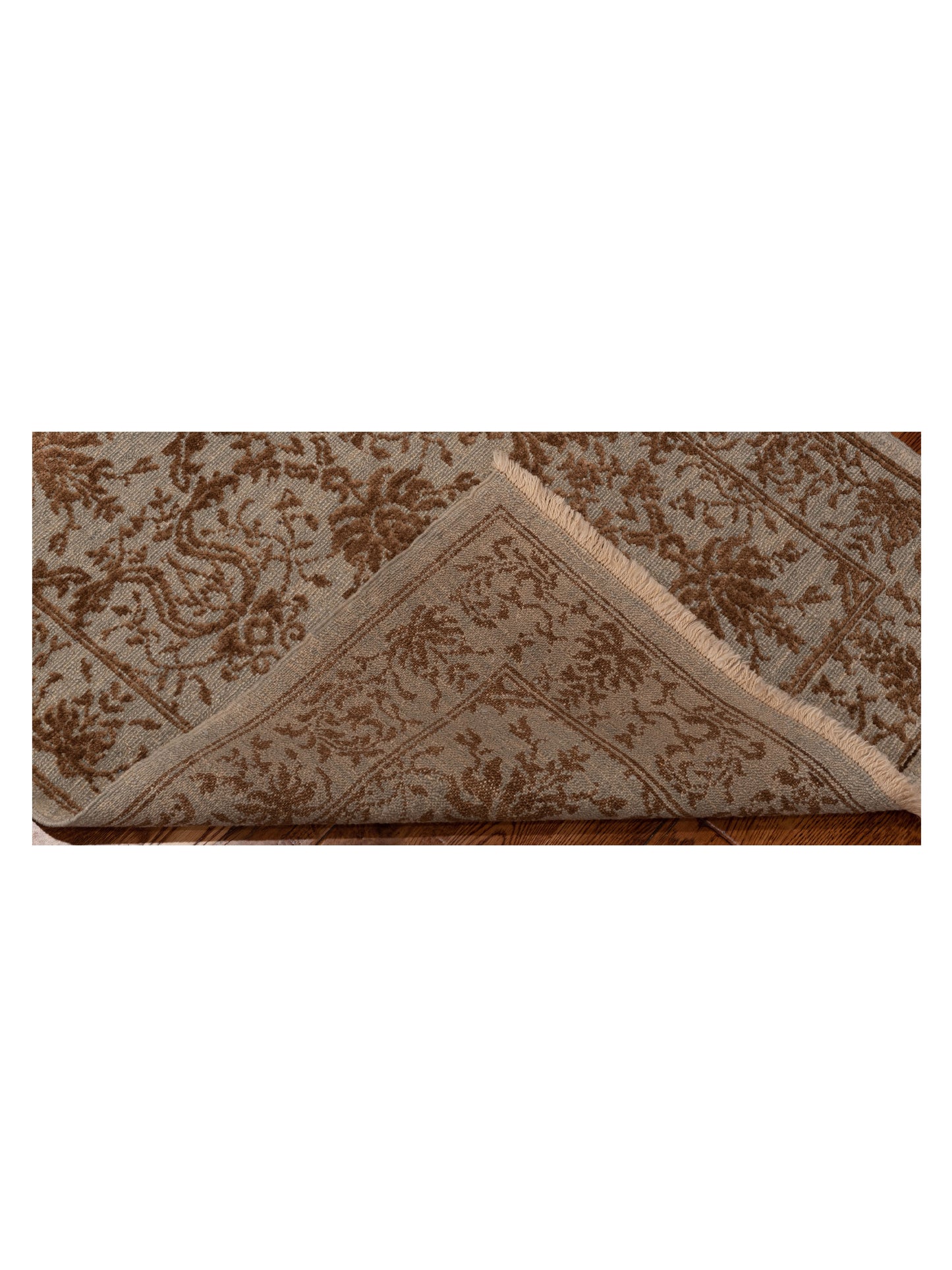 Defne Begonia Ice Blue Brown 2.8x5 Hand Knotted Rug