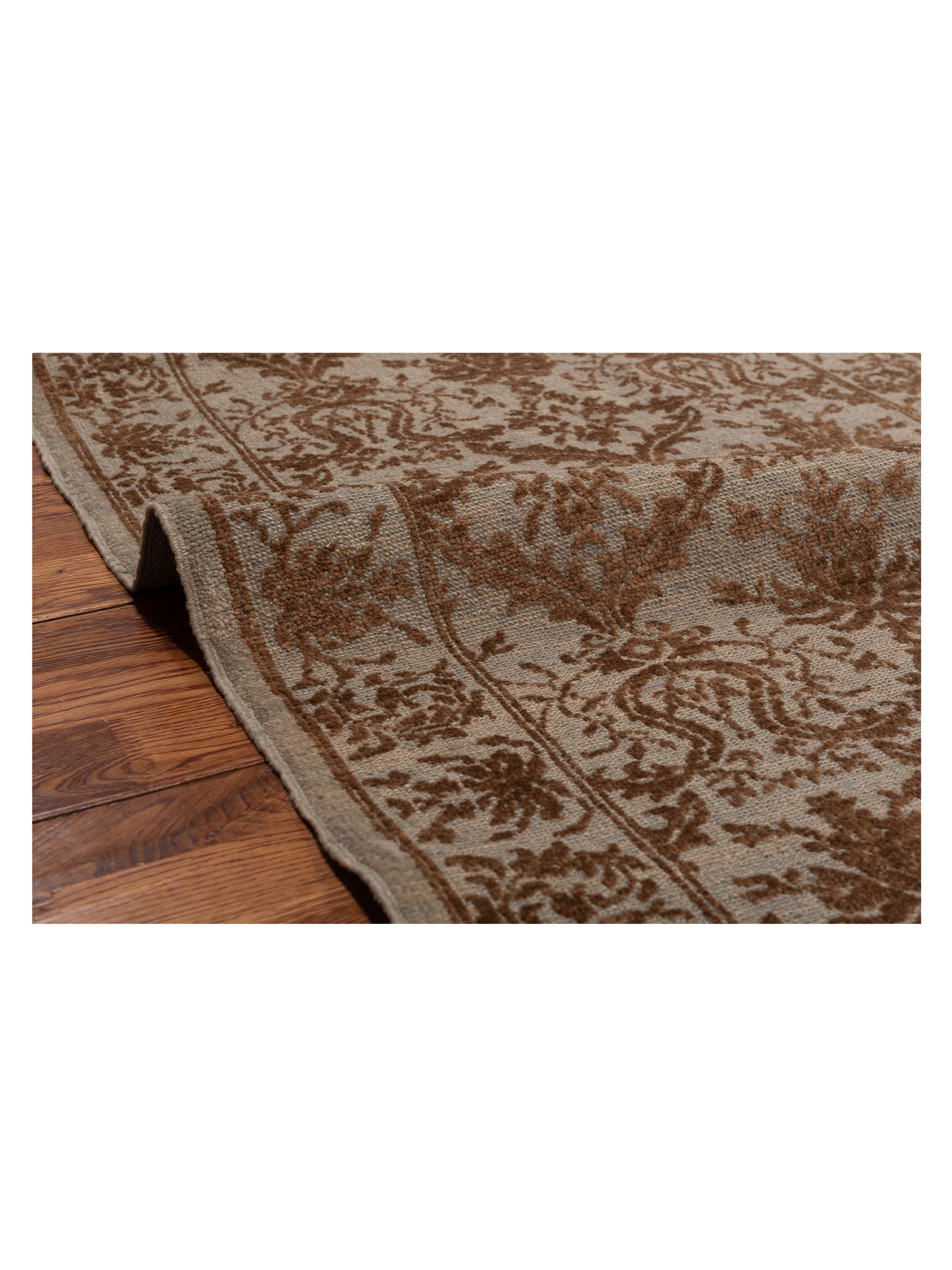 Defne Begonia Ice Blue Brown 2.8x5 Hand Knotted Rug