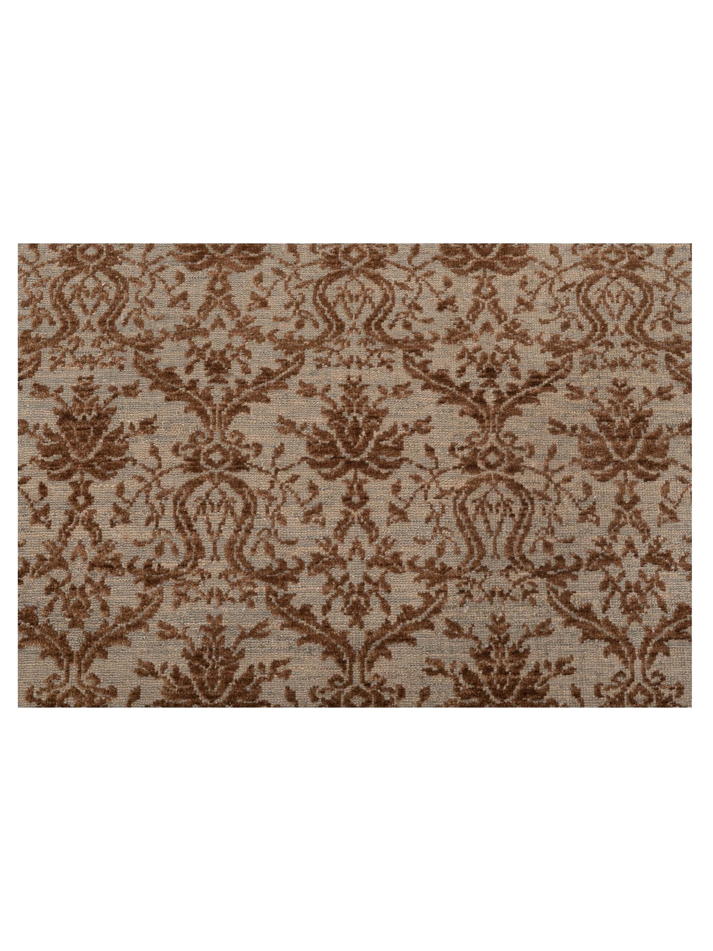 Defne Begonia Ice Blue Brown 4.3x5.10 Hand Knotted Rug