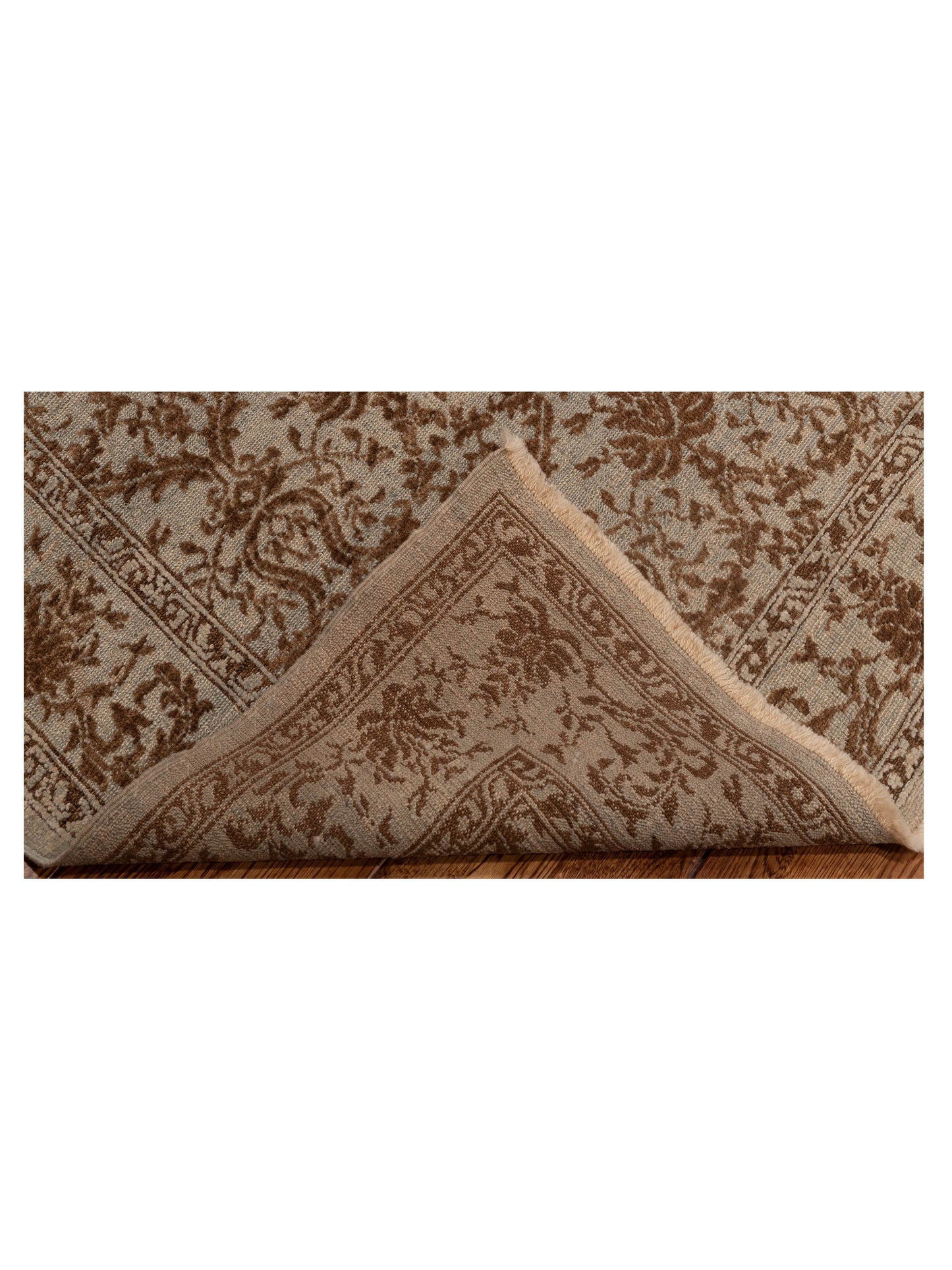 Defne Begonia Ice Blue Brown 4.3x5.10 Hand Knotted Rug