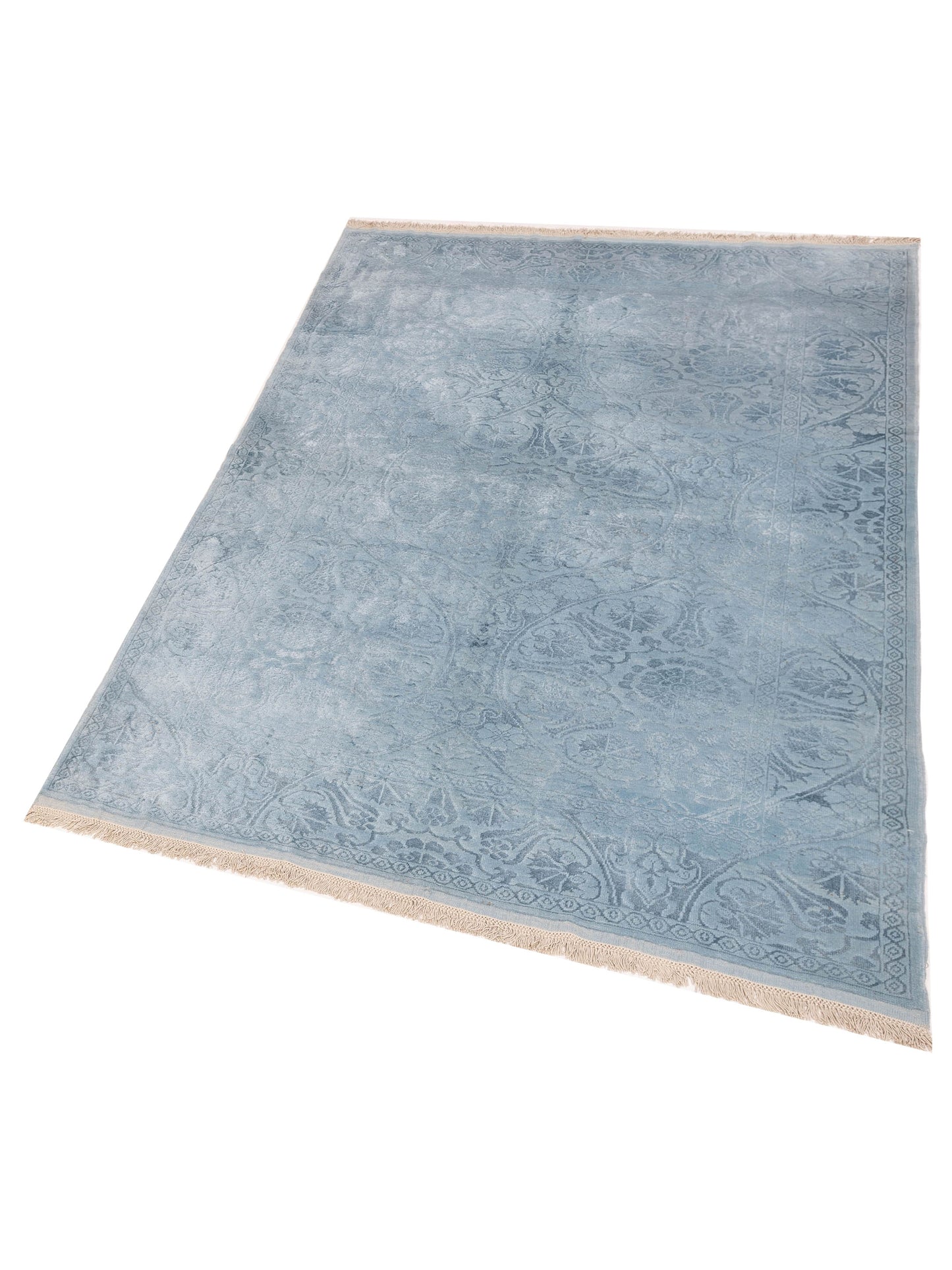 Color Bouquet 148667 Blue Blue 5.6x7.8 Hand Knotted Rug
