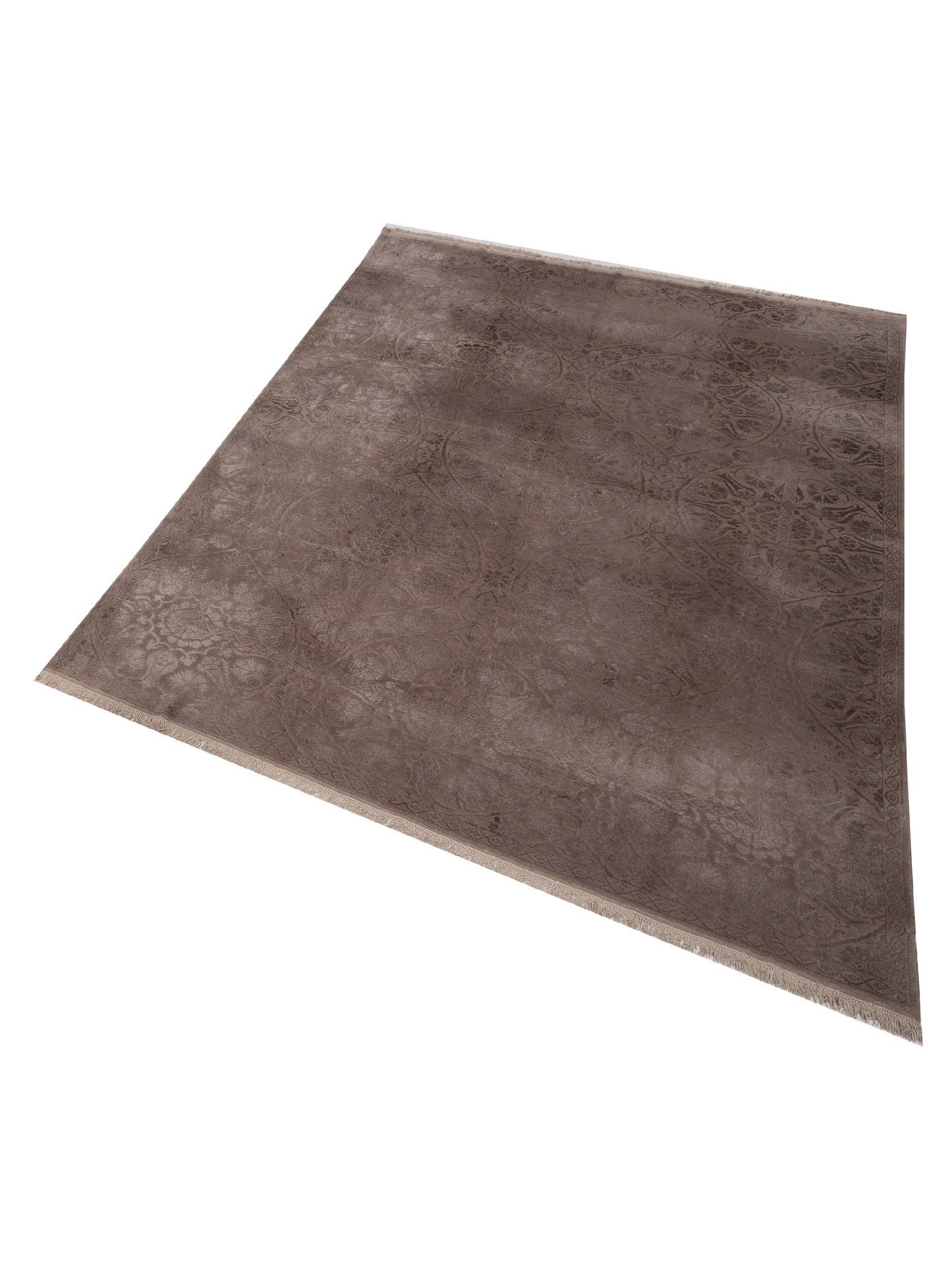 Defne Allium Brown Brown 8x9.10 Hand Knotted Rug