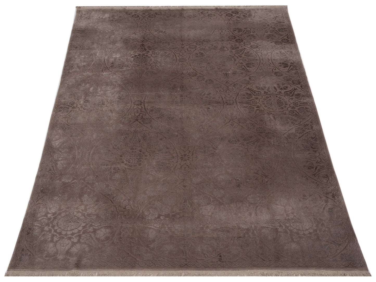 Defne Allium Brown Brown 8x9.10 Hand Knotted Rug