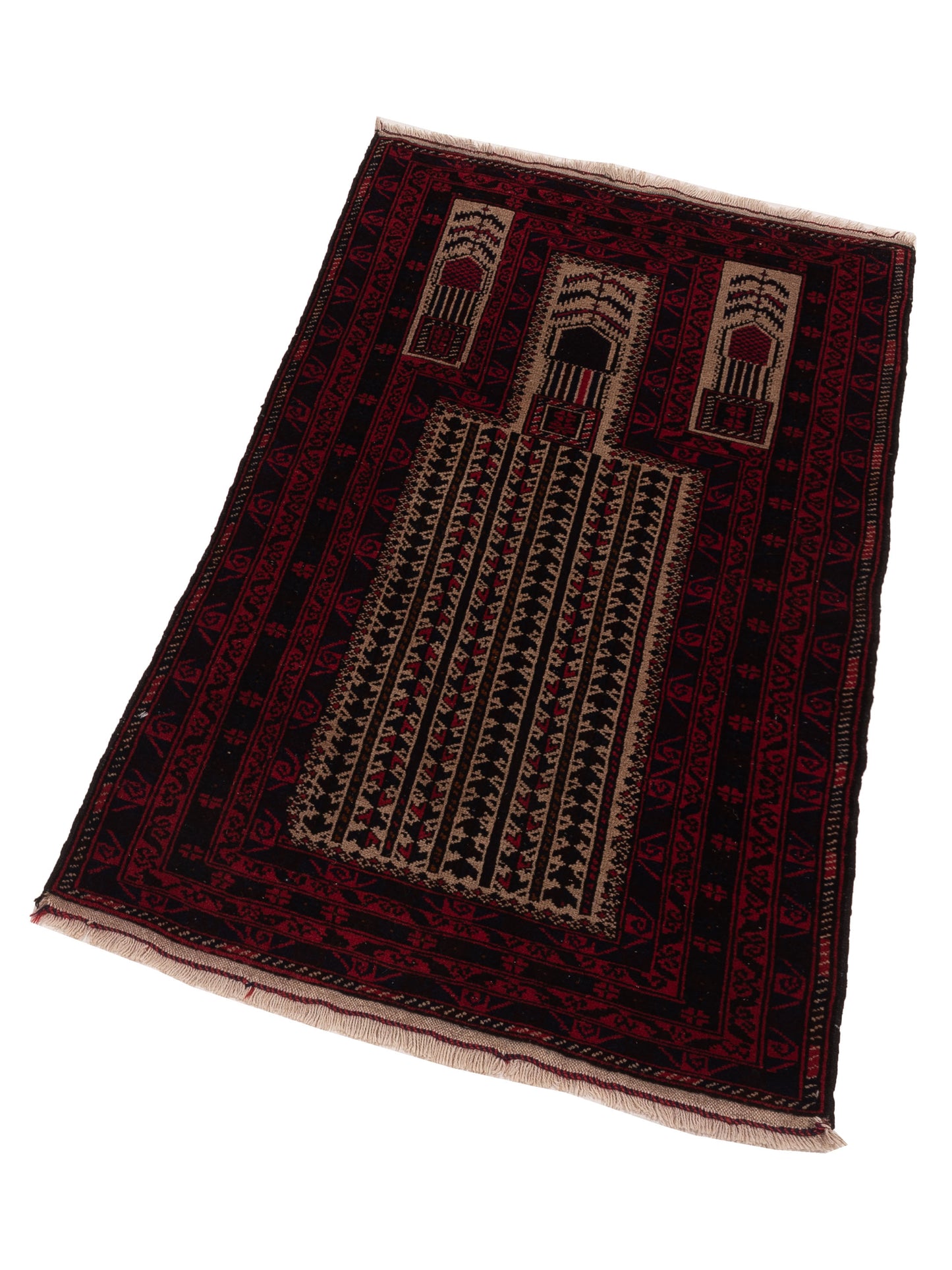 Afghan Belcik 148699 Ivory Brown 2.10x4.11 Hand Knotted Rug