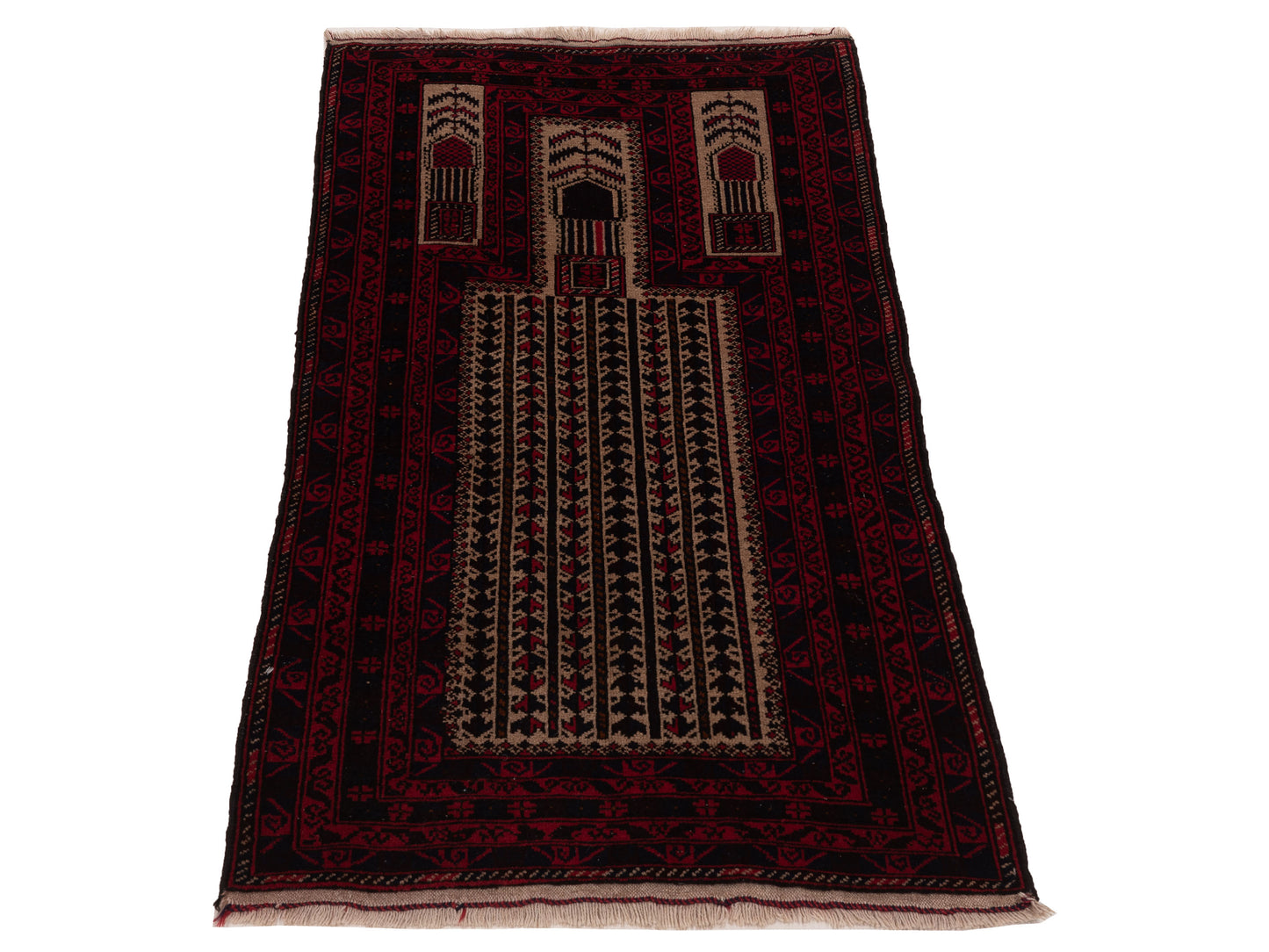 Afghan Belcik 148699 Ivory Brown 2.10x4.11 Hand Knotted Rug