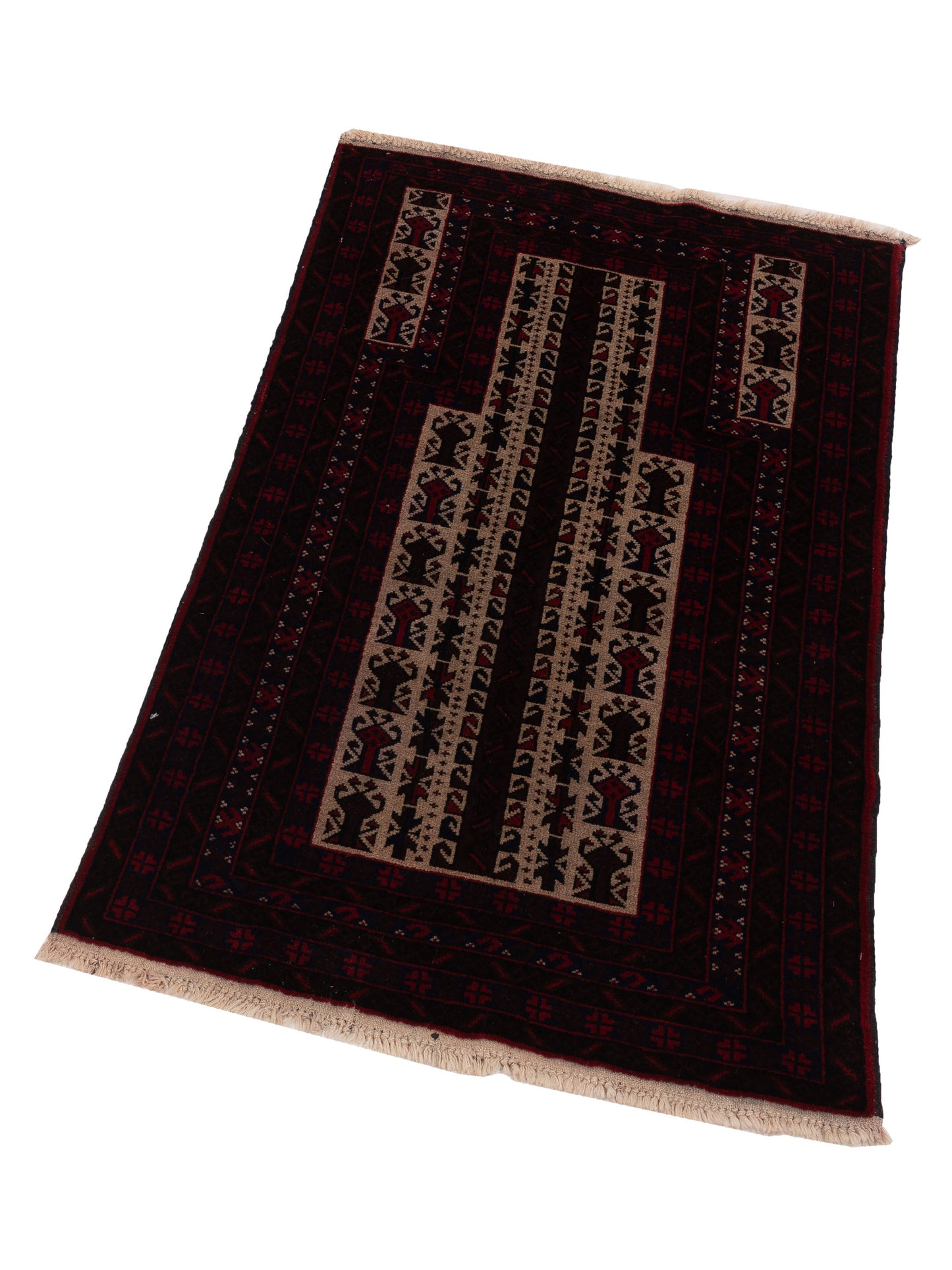 Afghan Belcik 148700 Ivory Brown 2.10x4.7 Hand Knotted Rug