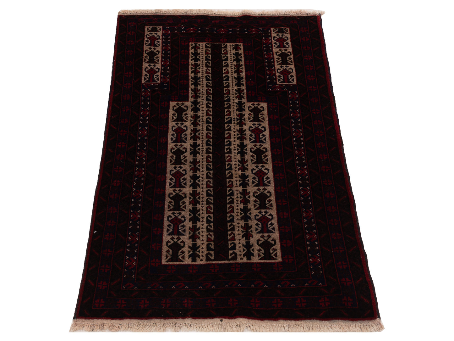 Afghan Belcik 148700 Ivory Brown 2.10x4.7 Hand Knotted Rug