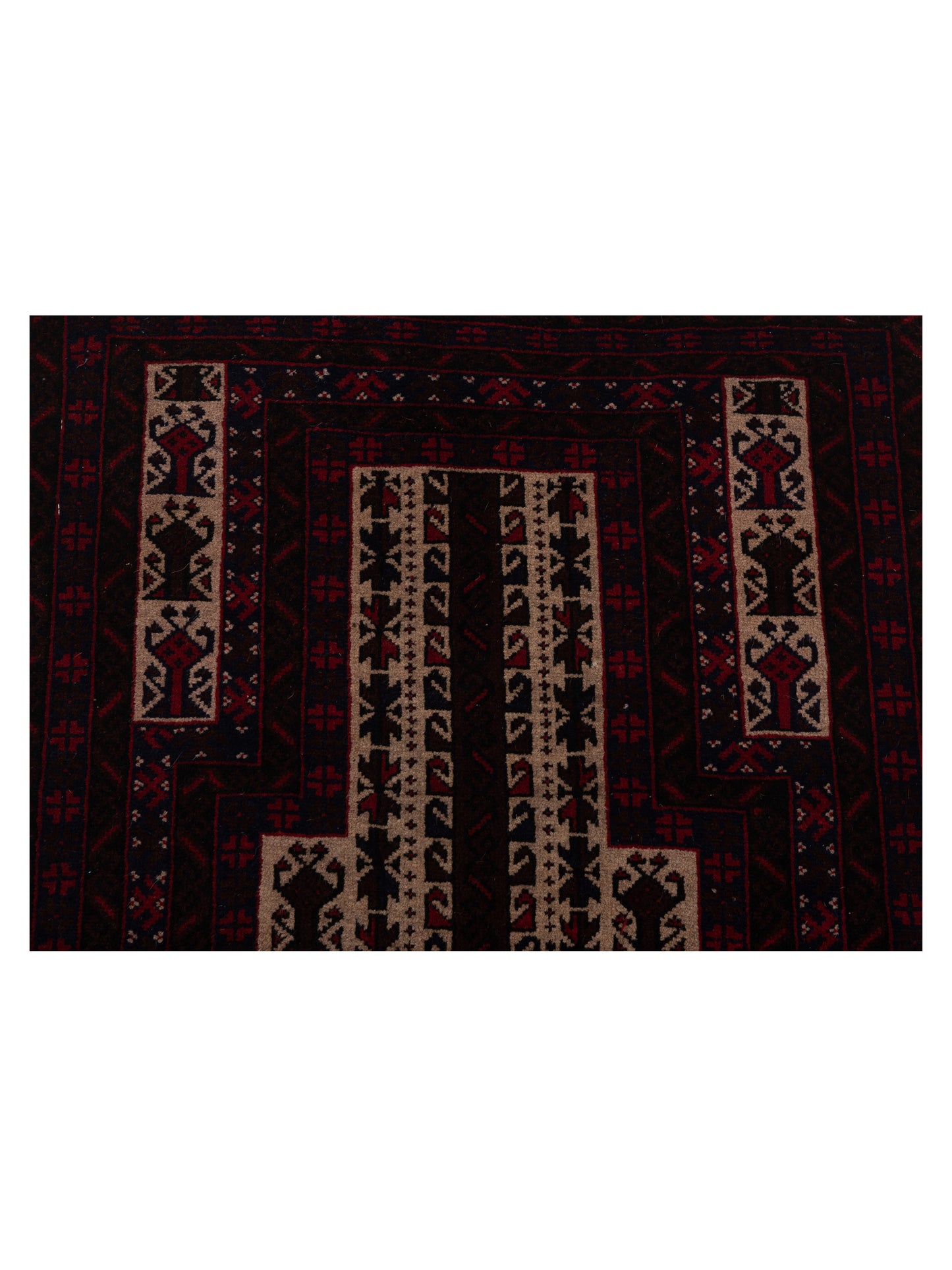 Afghan Belcik 148700 Ivory Brown 2.10x4.7 Hand Knotted Rug