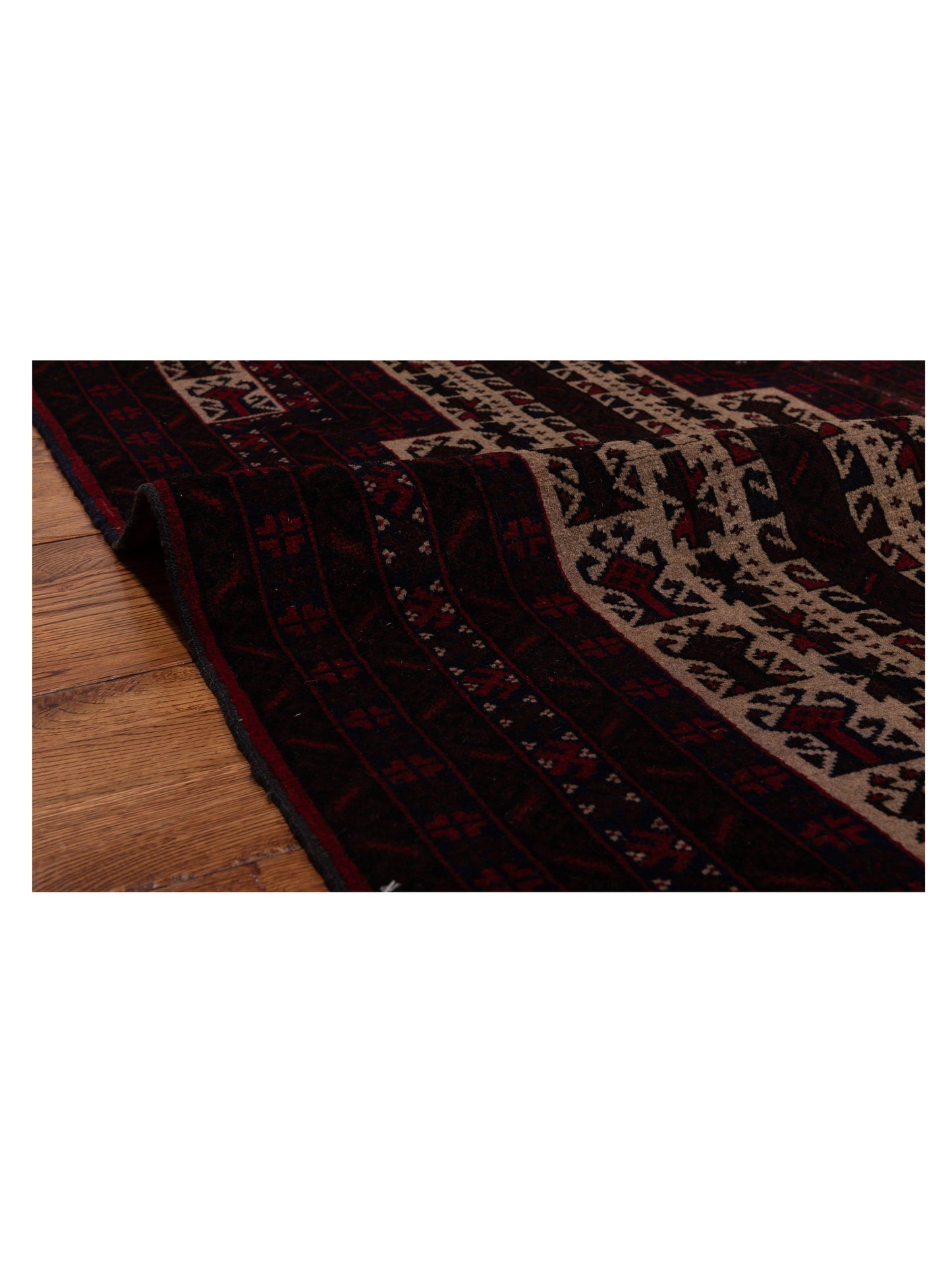 Afghan Belcik 148700 Ivory Brown 2.10x4.7 Hand Knotted Rug