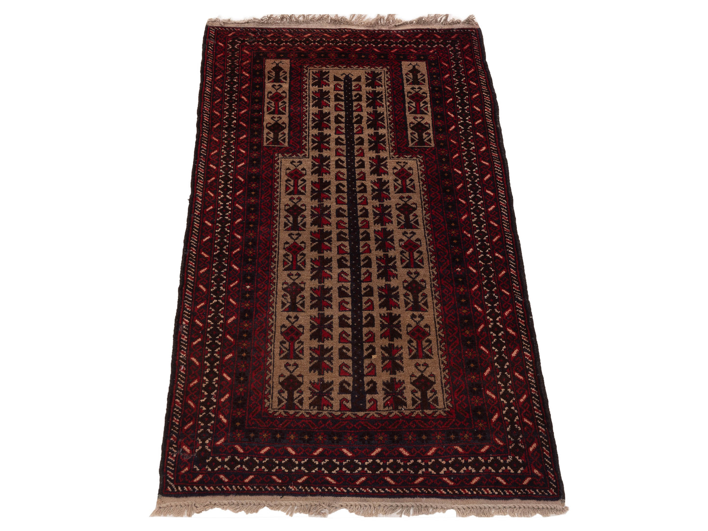 Afghan Belcik 148702 Beige Brown 2.10x4.11 Hand Knotted Rug