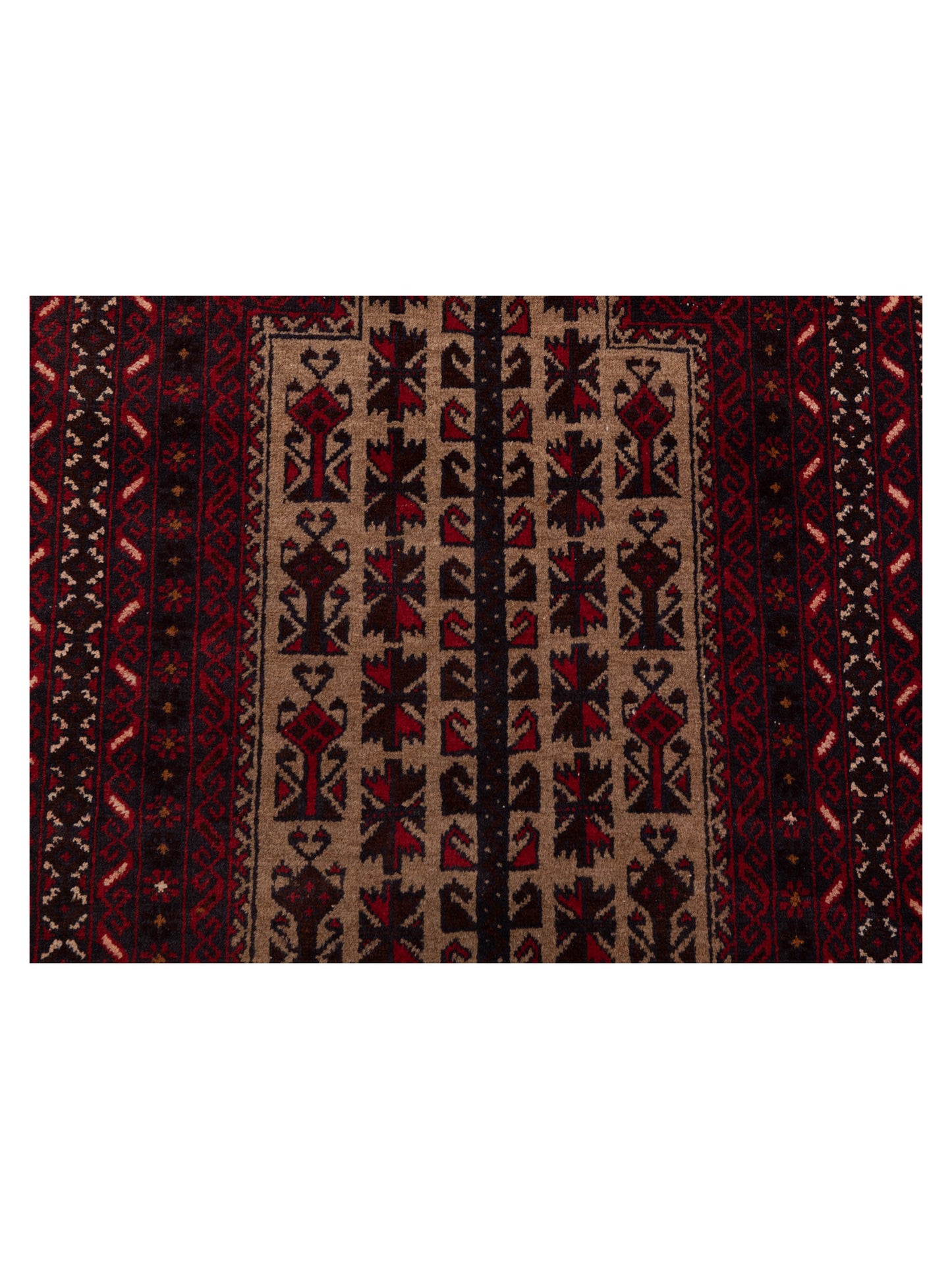 Afghan Belcik 148702 Beige Brown 2.10x4.11 Hand Knotted Rug