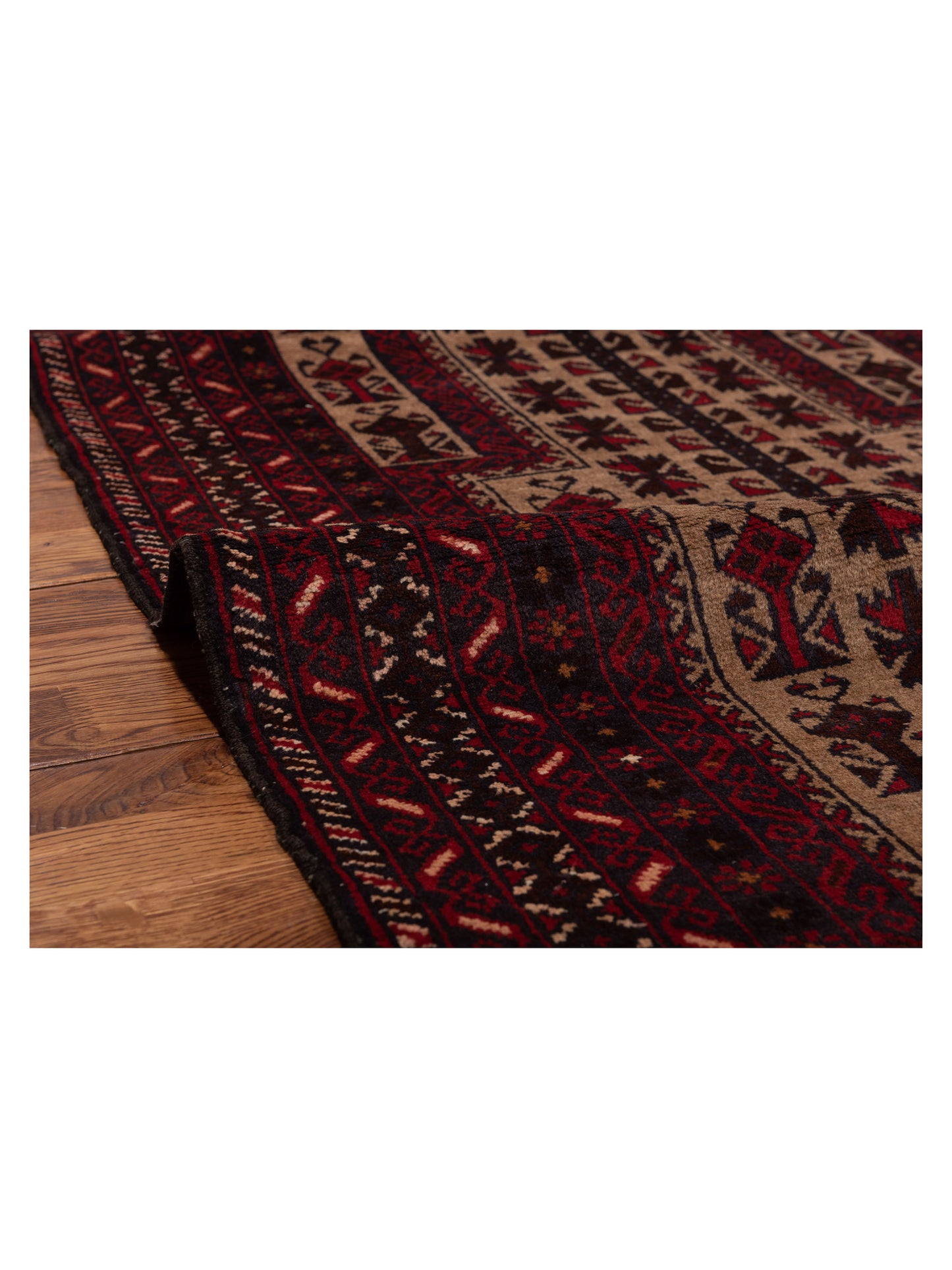 Afghan Belcik 148702 Beige Brown 2.10x4.11 Hand Knotted Rug