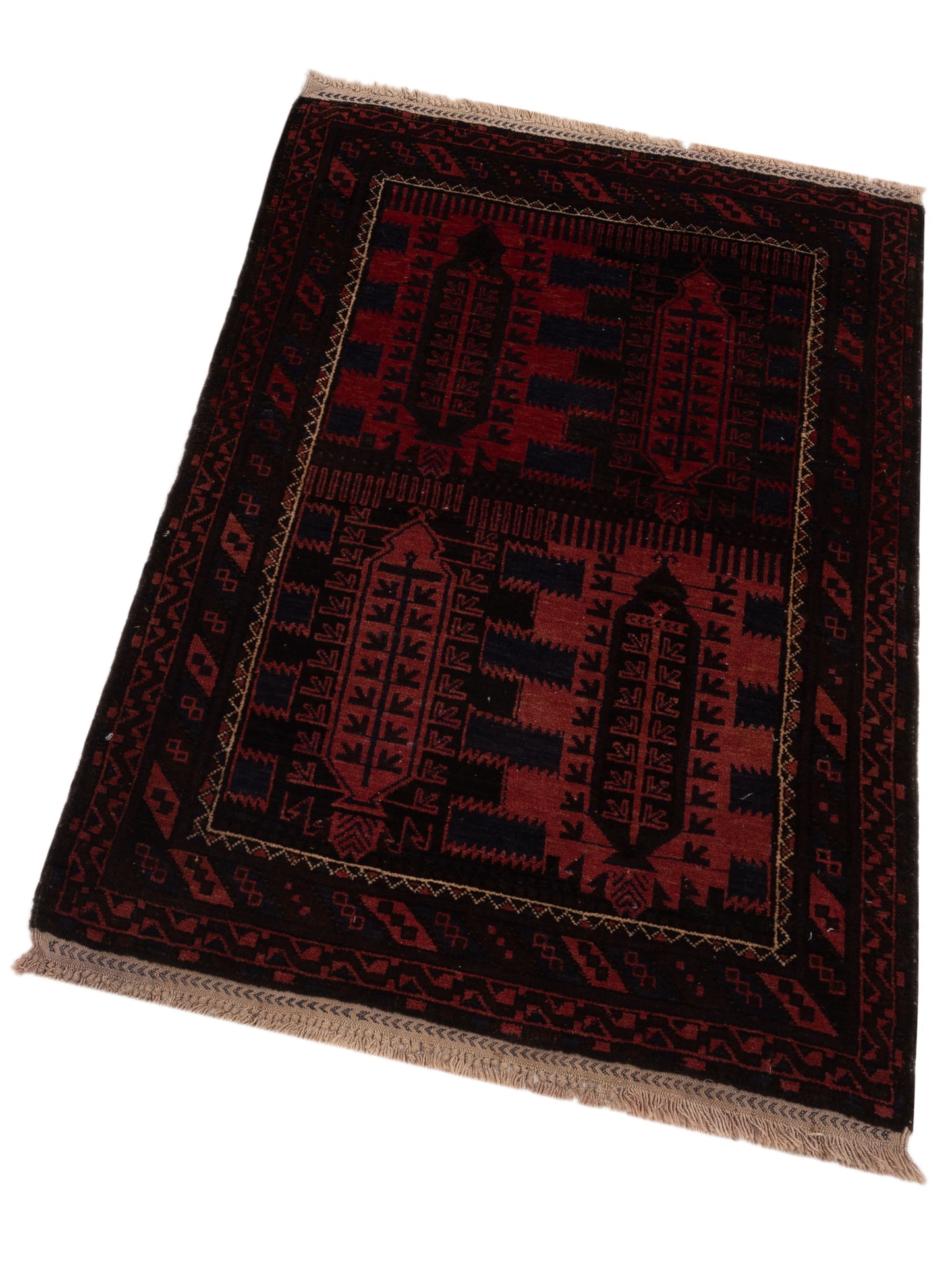 Afghan Belcik 148703 Red Brown 3x4.7 Hand Knotted Rug