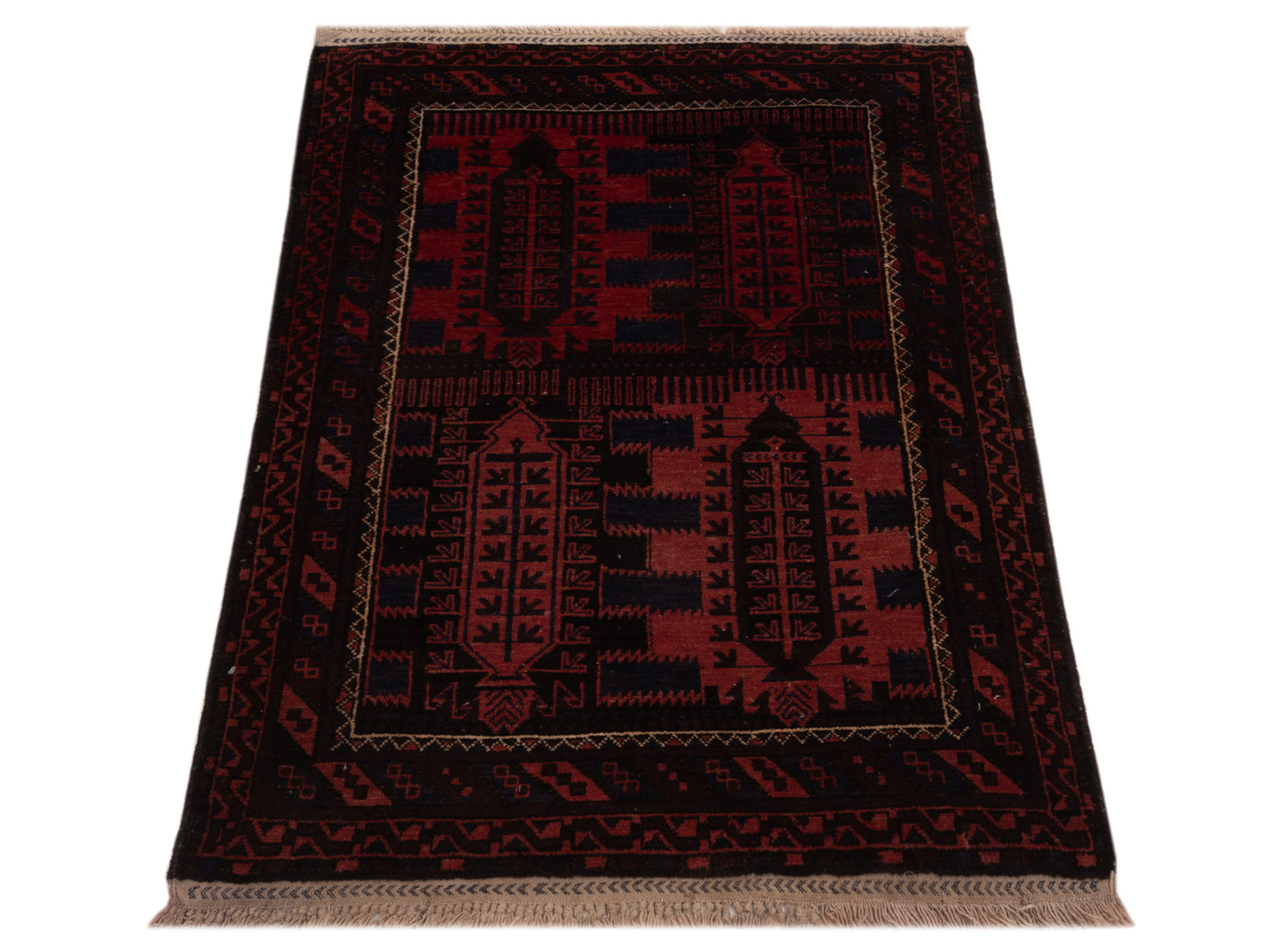Afghan Belcik 148703 Red Brown 3x4.7 Hand Knotted Rug