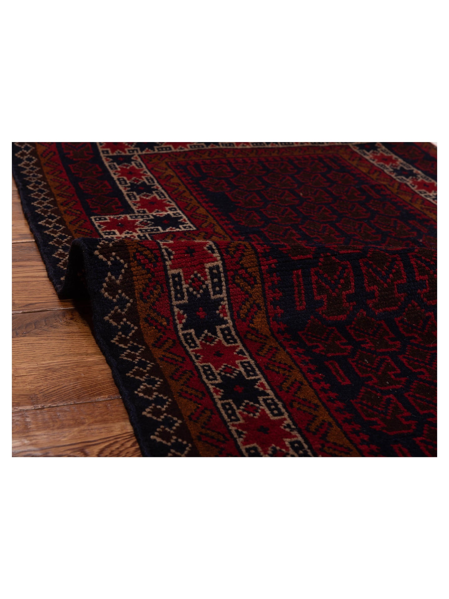 Afghan Belcik 148704 Black Red 2.9x4.9 Hand Knotted Rug