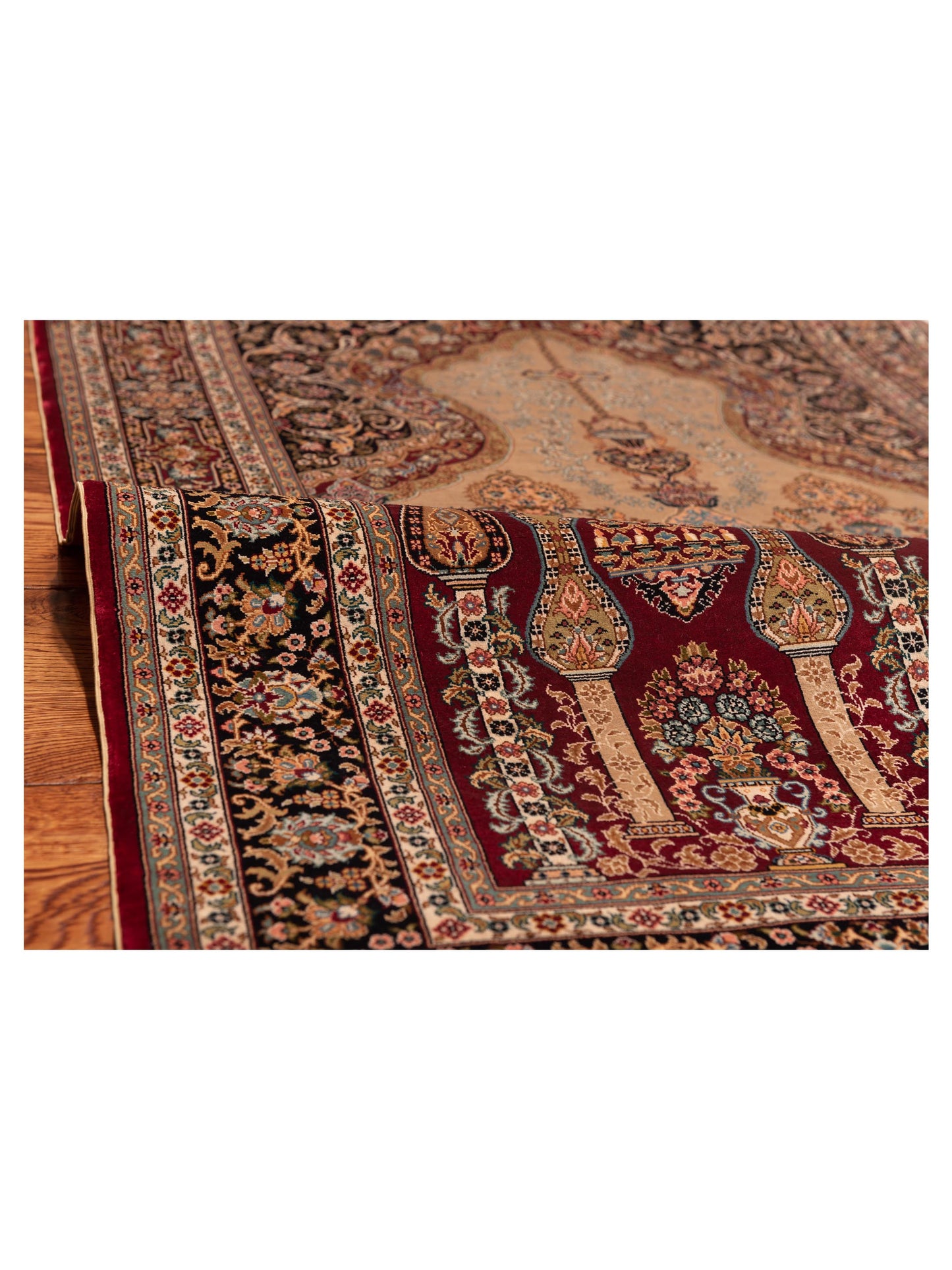 Pure Silk 148708 Red Black 2.9x4 Hand Knotted Rug