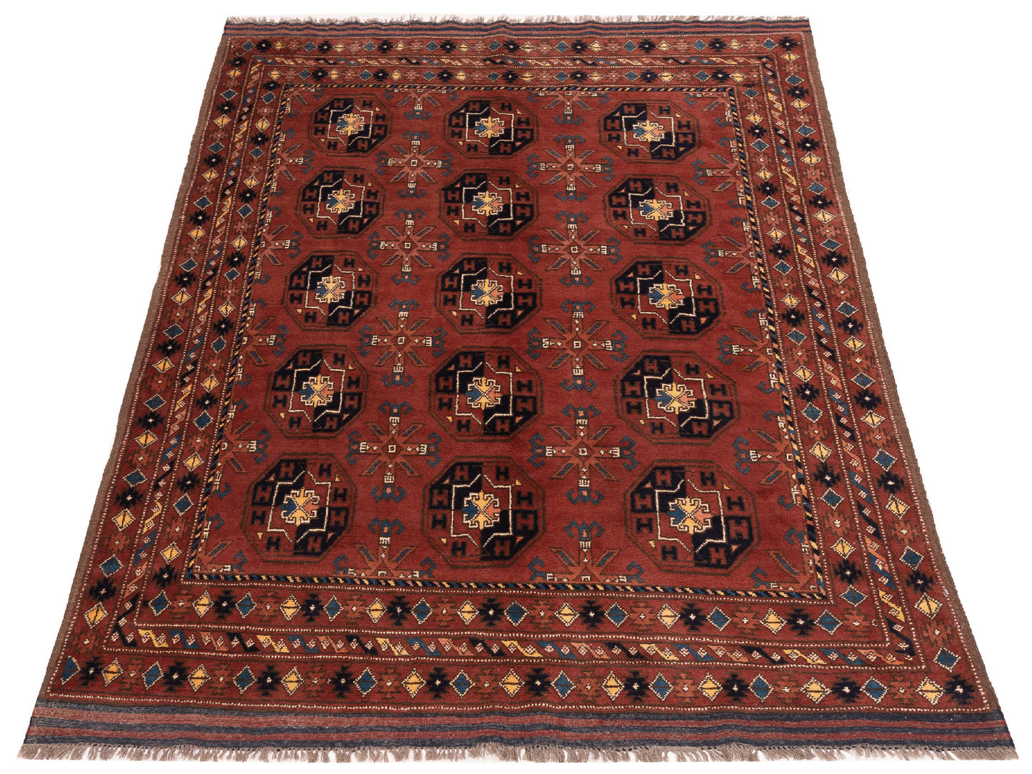 Afghan Belcik 148712 Red Red 5.3x6.8 Hand Knotted Rug