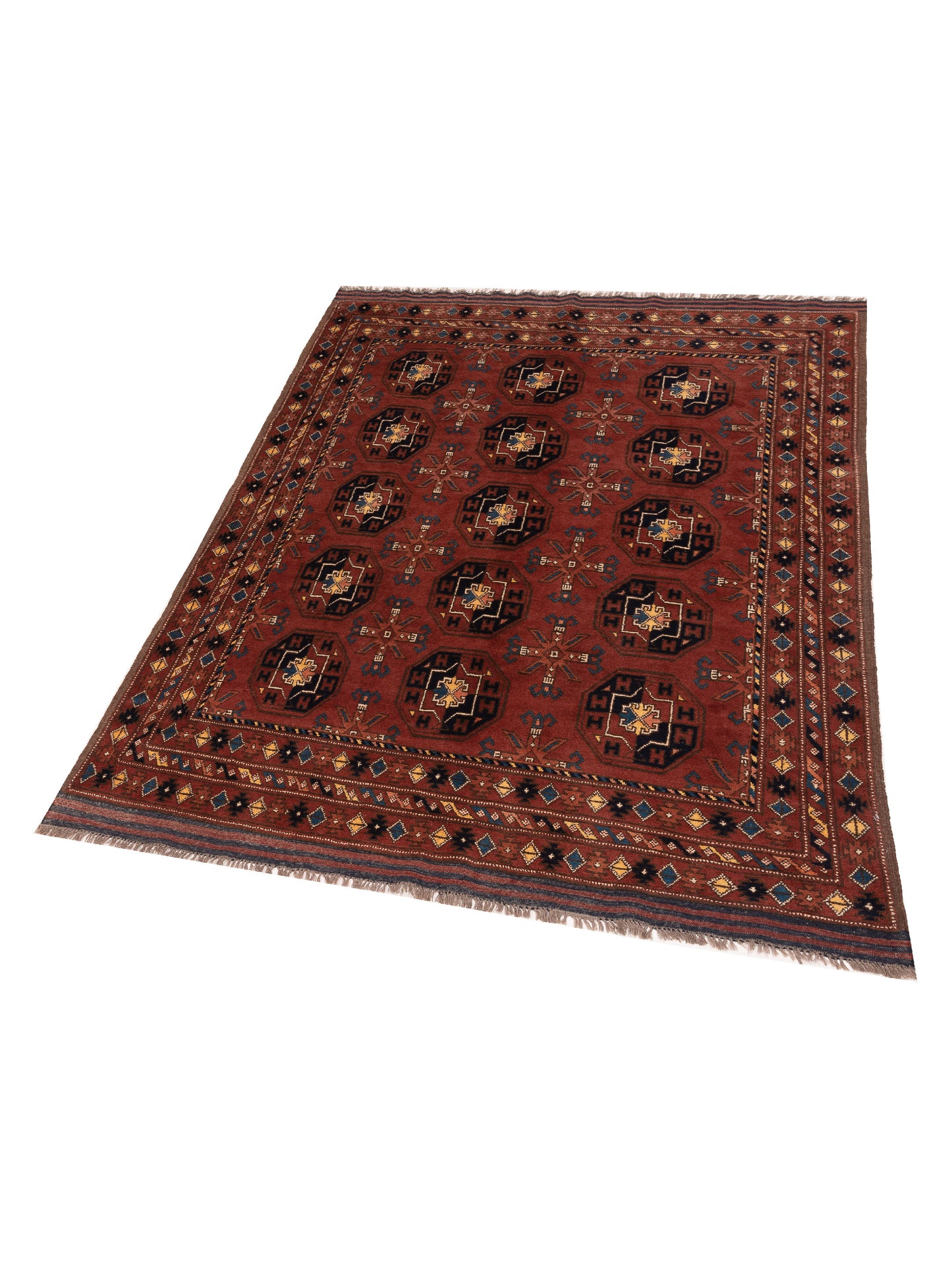Afghan Belcik 148712 Red Red 5.3x6.8 Hand Knotted Rug