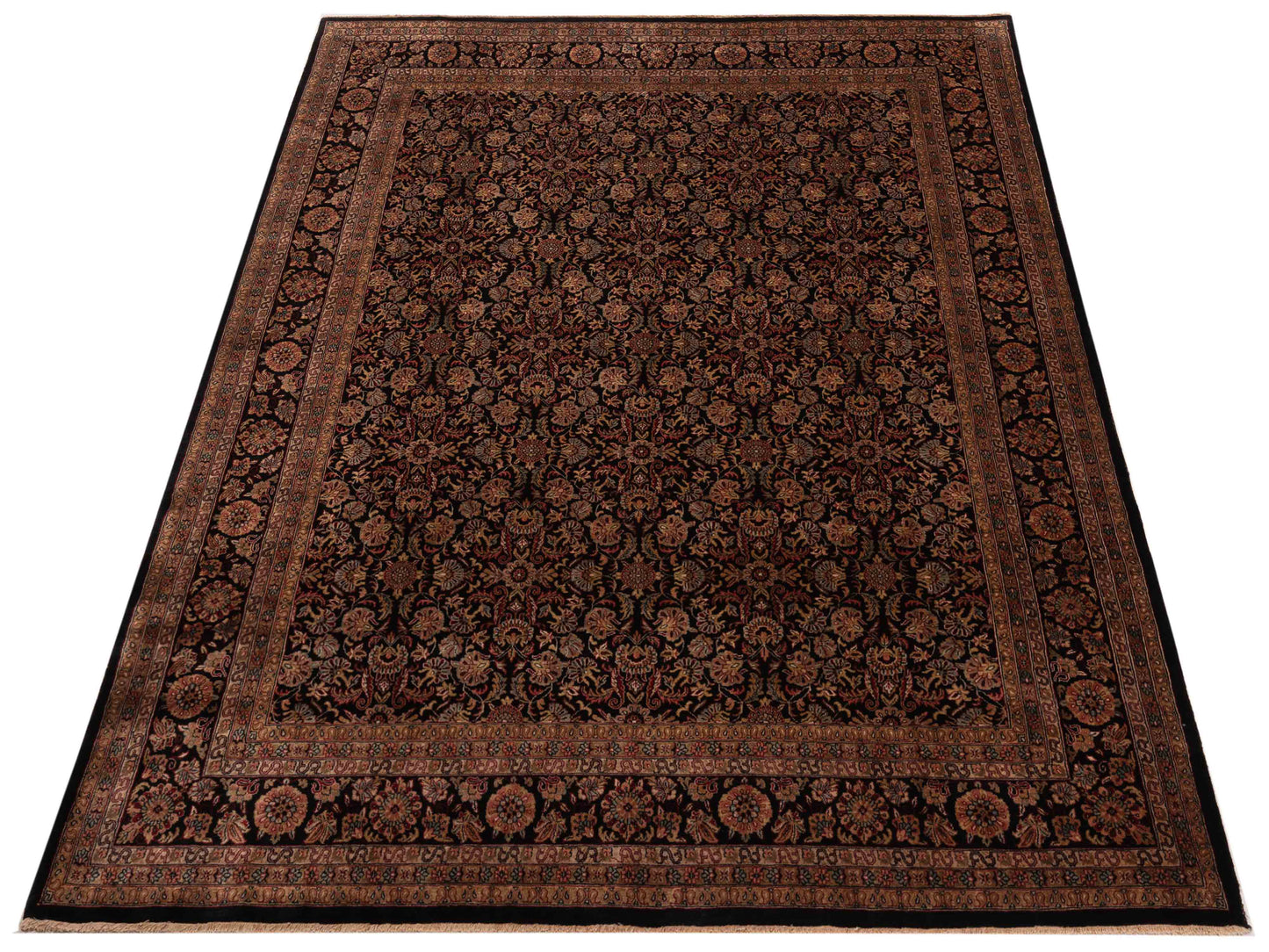 Crown 148717 Black Black 8.11x11.6 Hand Knotted Rug