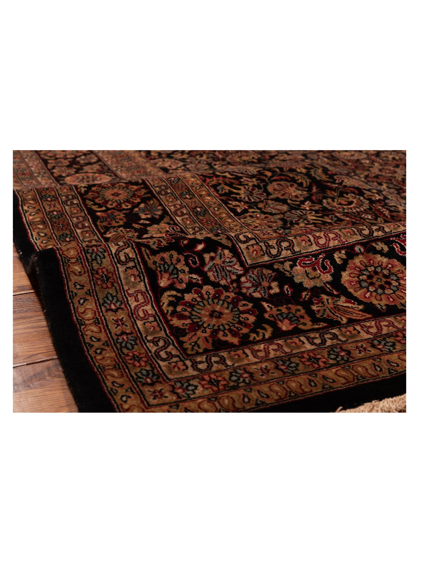 Crown 148717 Black Black 8.11x11.6 Hand Knotted Rug