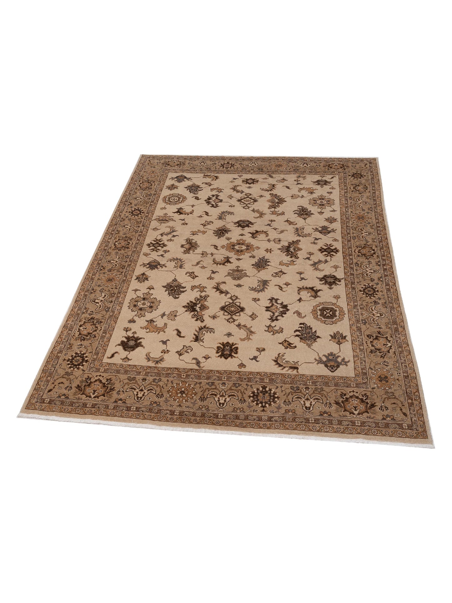 Elvan Nezihe Ivory Gold 9.4x12.10 Hand Knotted Rug