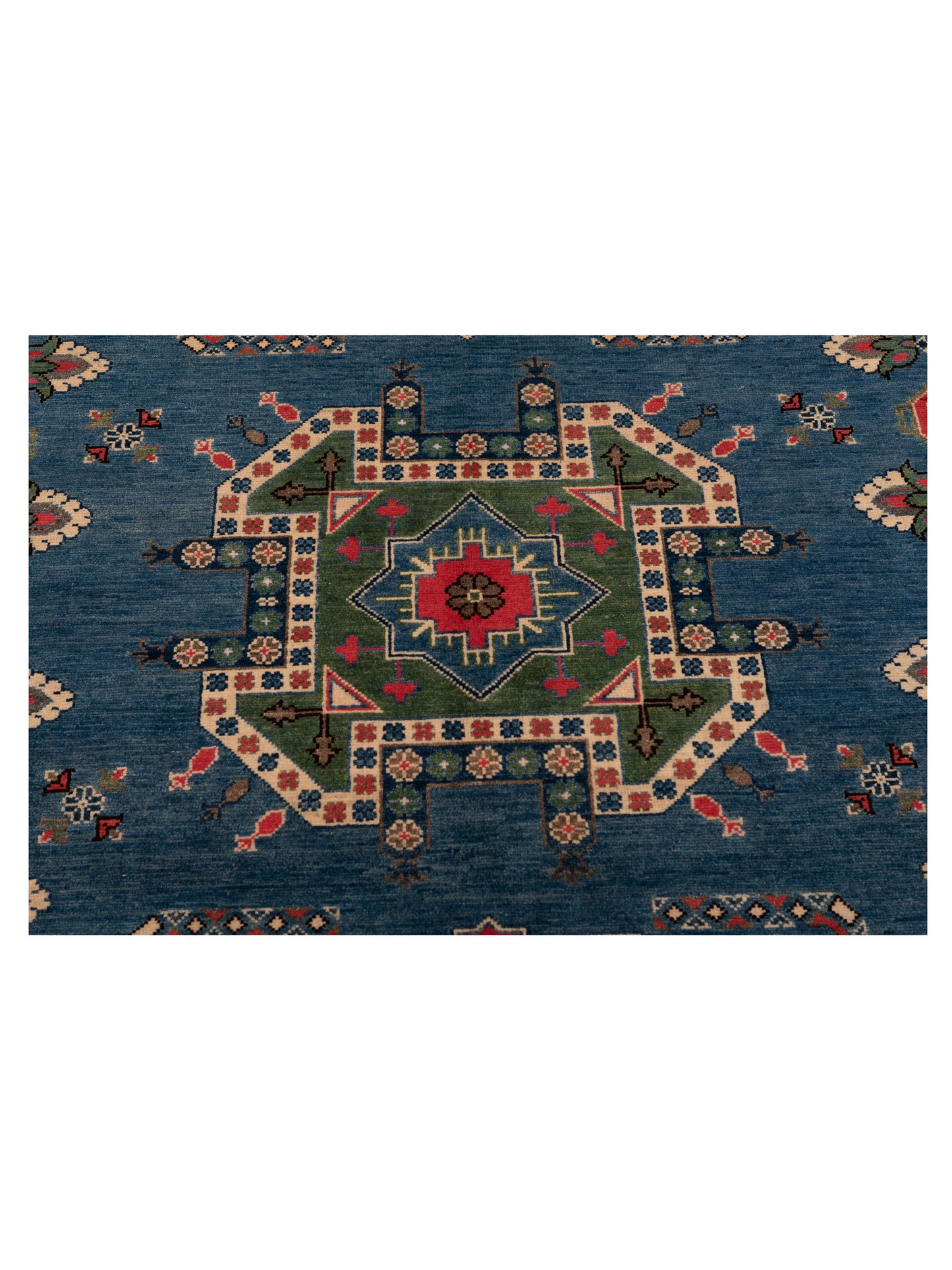 Kazak 148808 Blue Ivory 7.10x10.1 Hand Knotted Rug