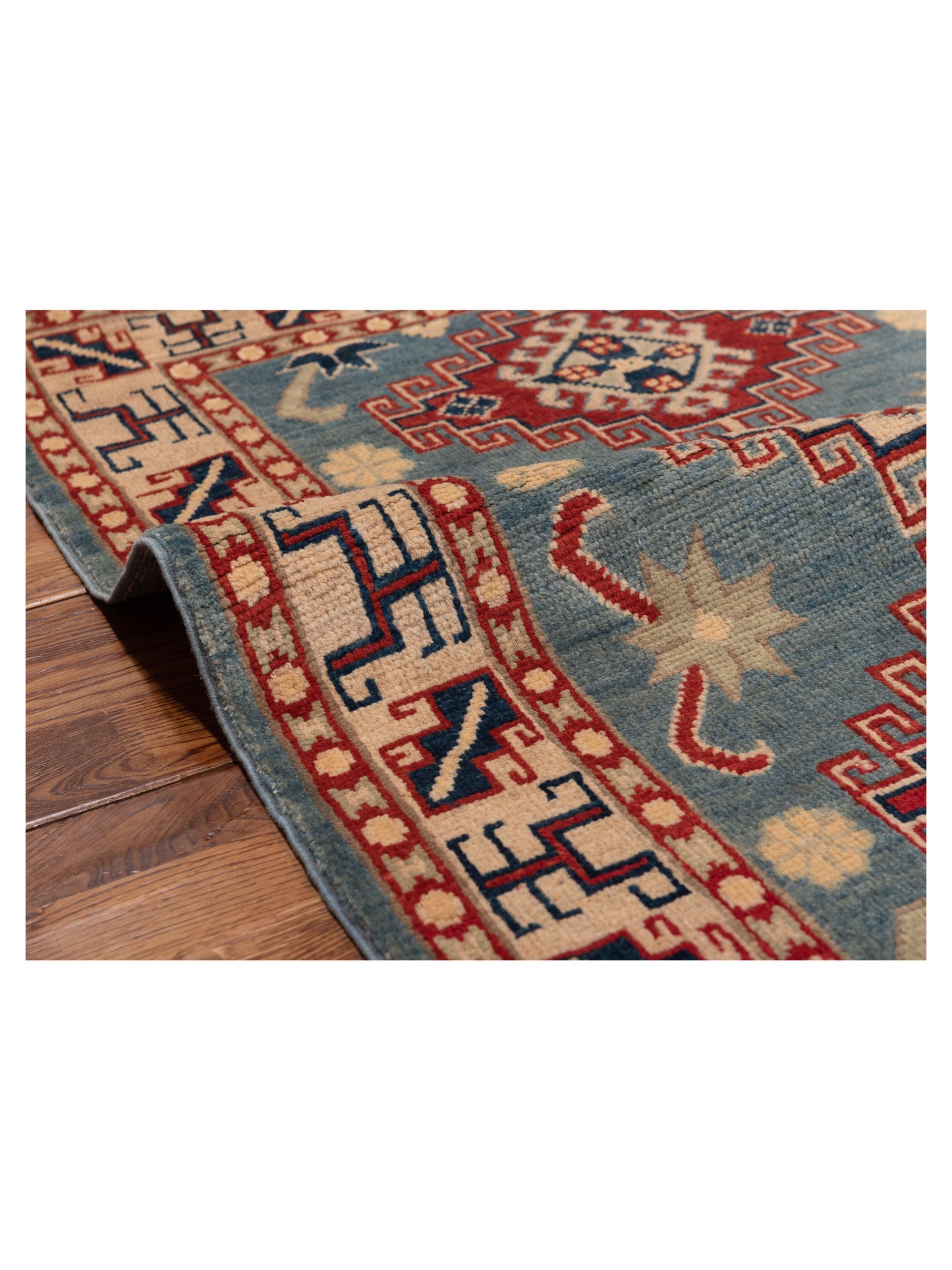 Kazak 148811 Blue Ivory 2.8x3.11 Hand Knotted Rug