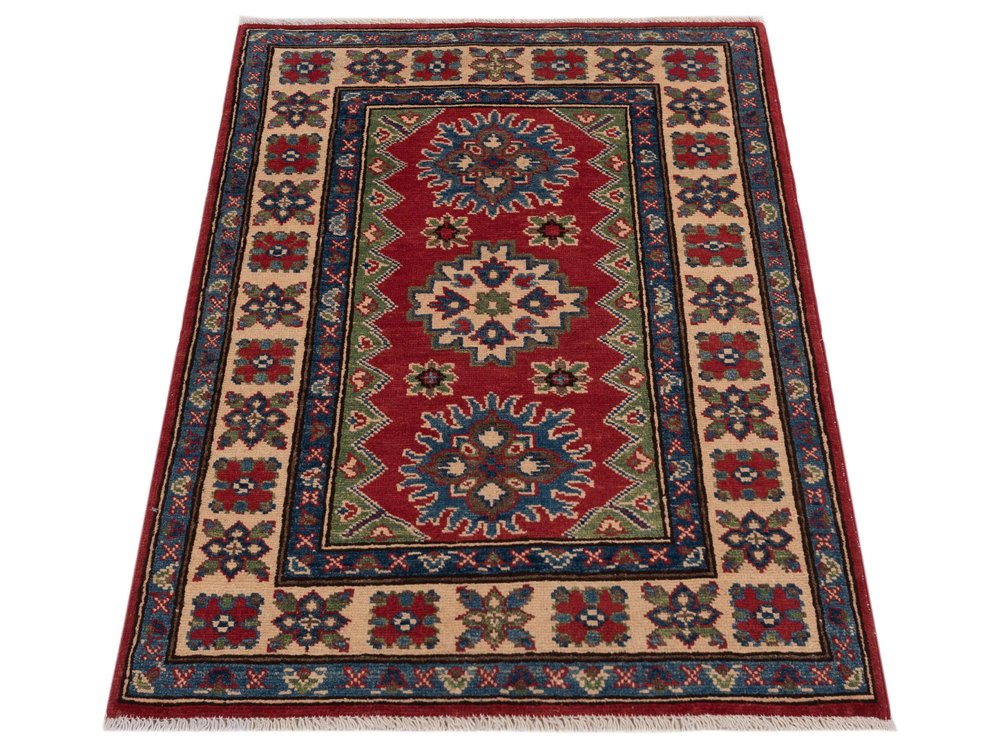 Kazak 148812 Red Ivory 2.9x4 Hand Knotted Rug