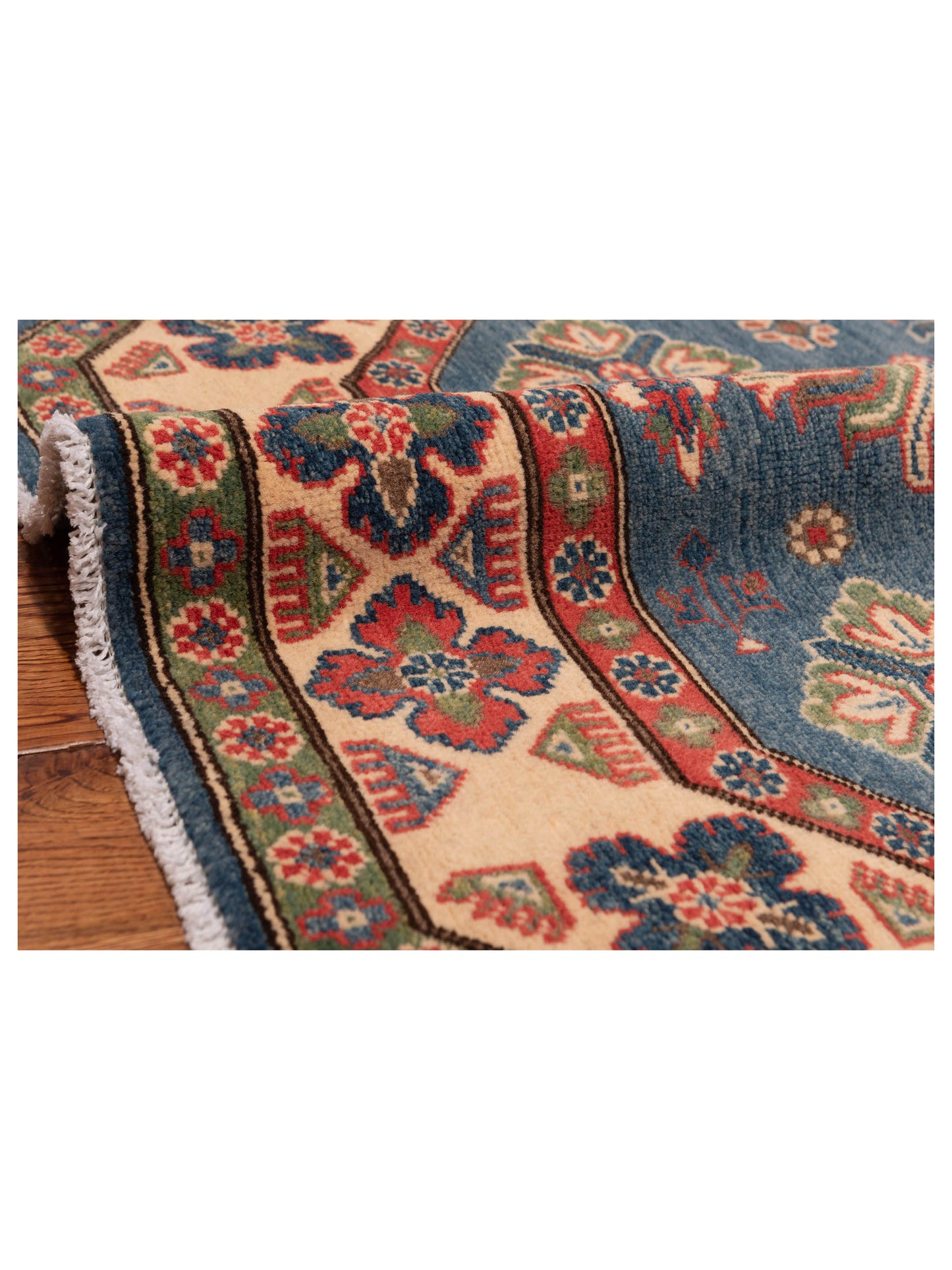 Kazak 148815 Blue Ivory 4.7x4.8 Hand Knotted Rug