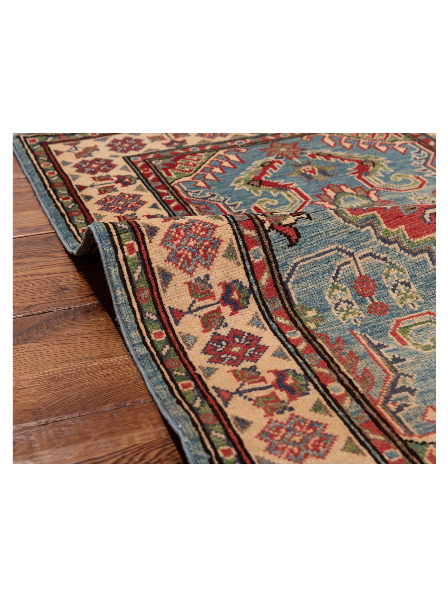 Kazak 148822 Blue Ivory 2.8x3.11 Hand Knotted Rug
