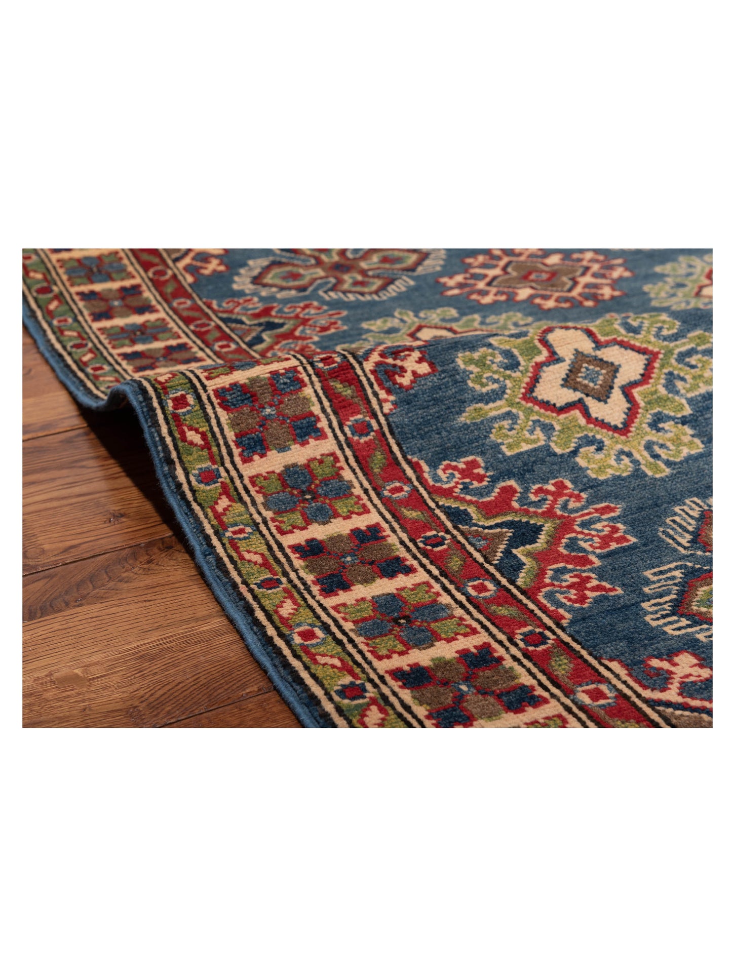 Kazak 148842 Blue Ivory 3.4x4.11 Hand Knotted Rug