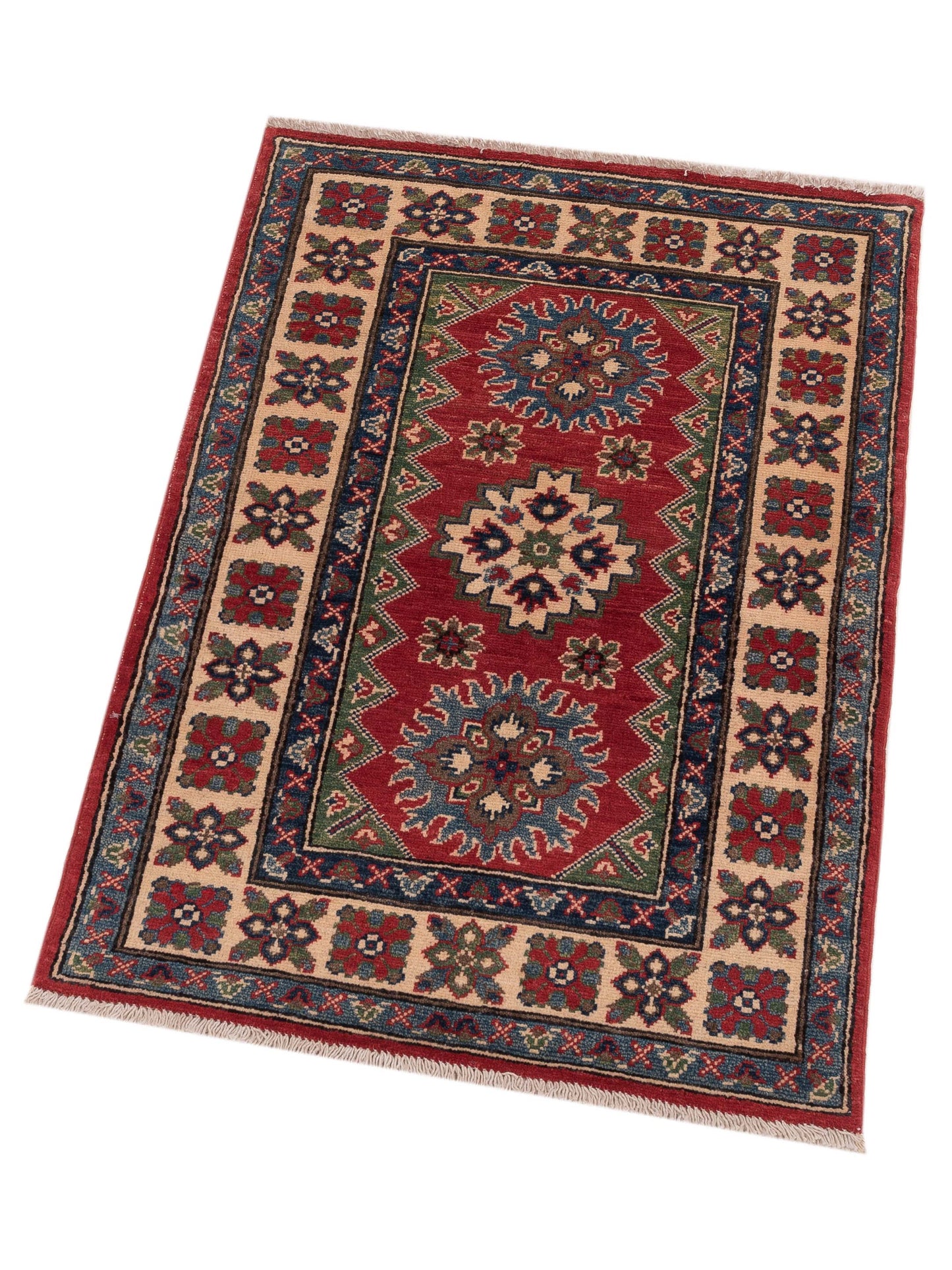Kazak 148848 Red Ivory 2.7x3.9 Hand Knotted Rug