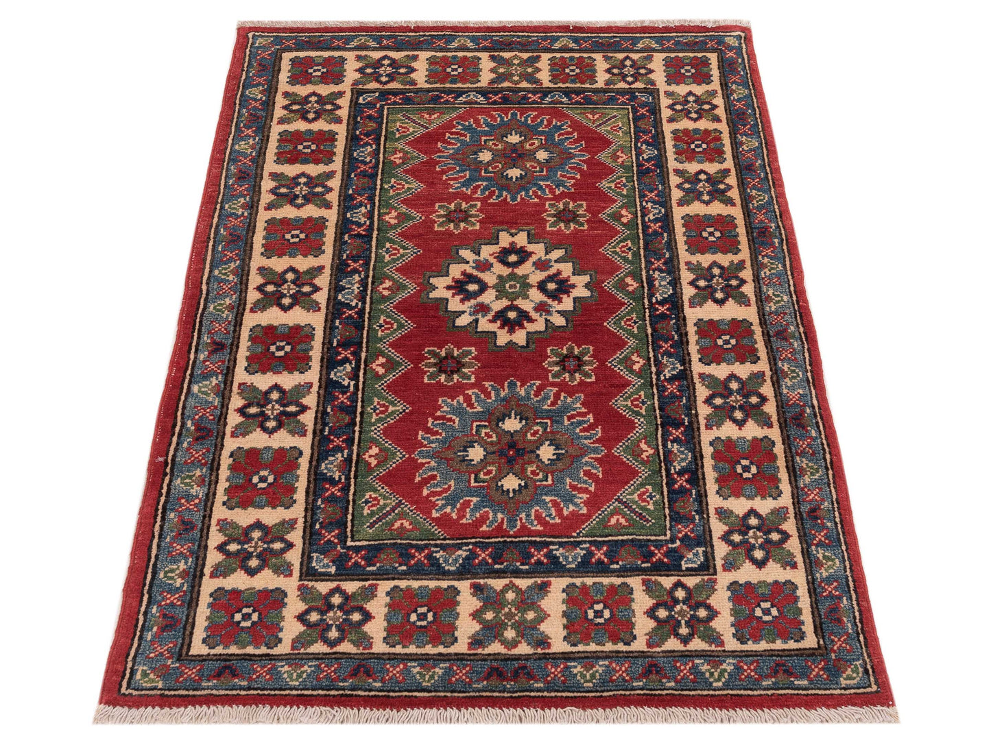 Kazak 148848 Red Ivory 2.7x3.9 Hand Knotted Rug