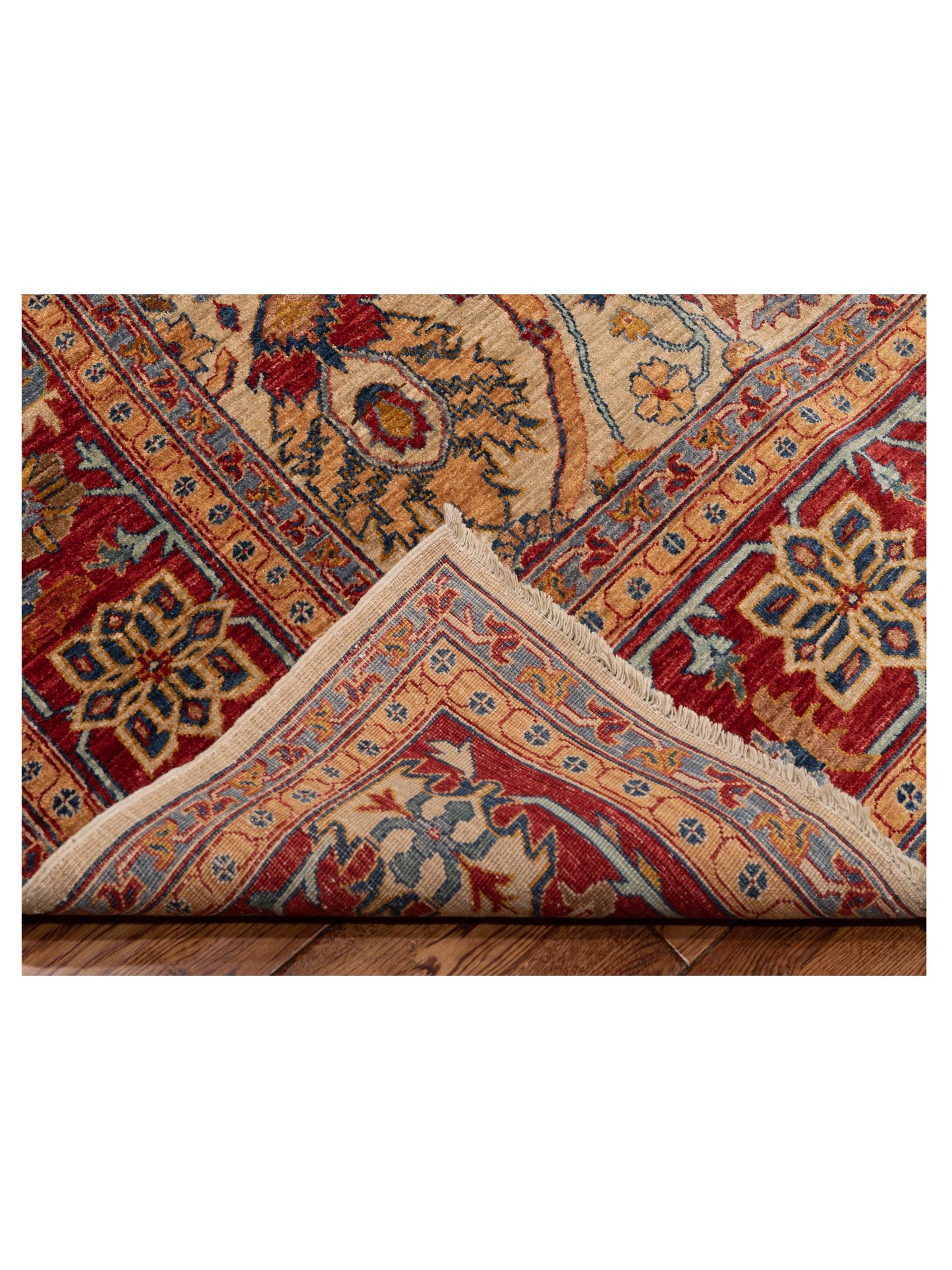 Elvan Ilayda Ivory Red 8.2x9.5 Hand Knotted Rug